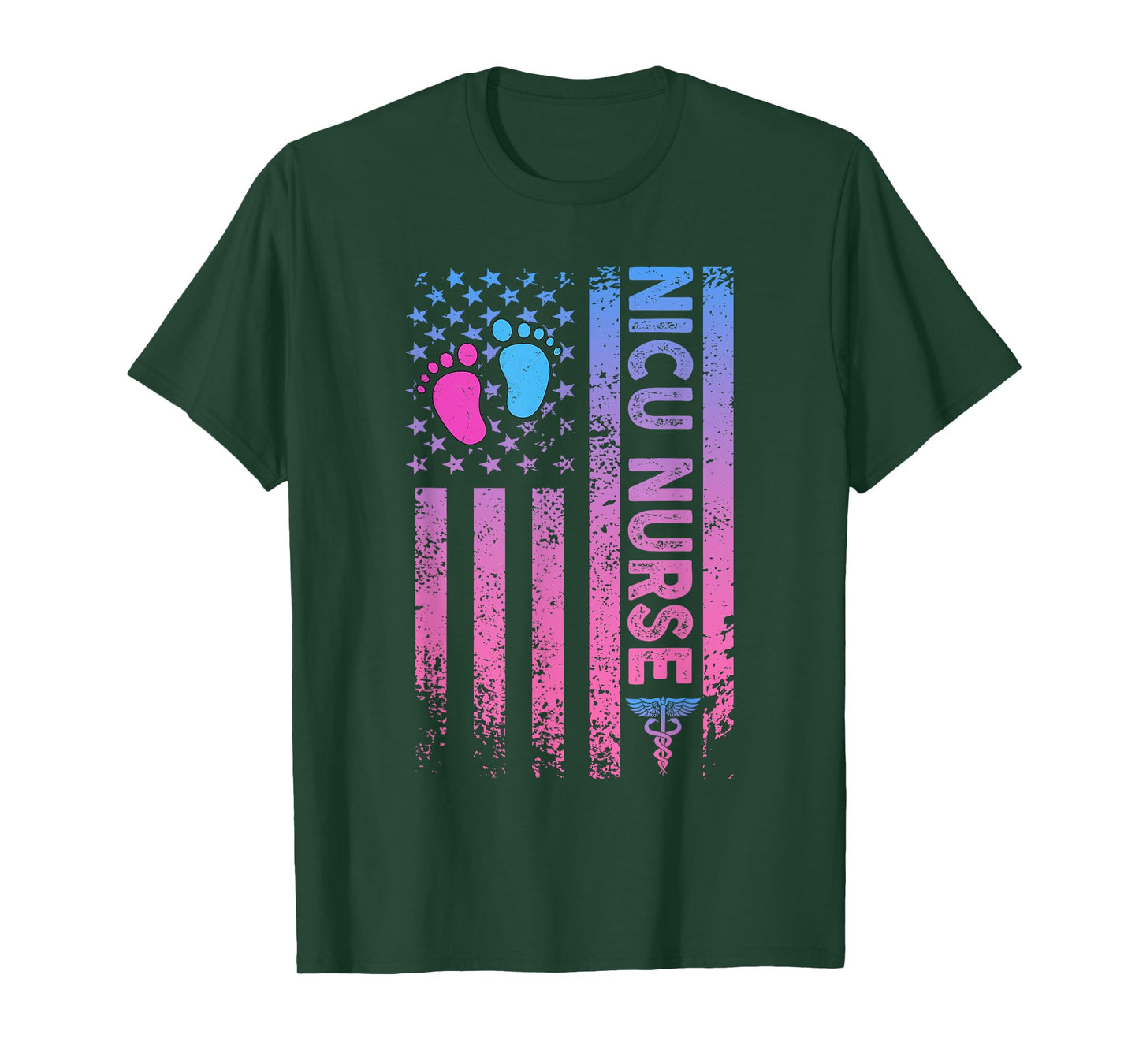 American Flag Neonatal Nursing Student Patriotic Nicu Nurse Women Men T-Shirt