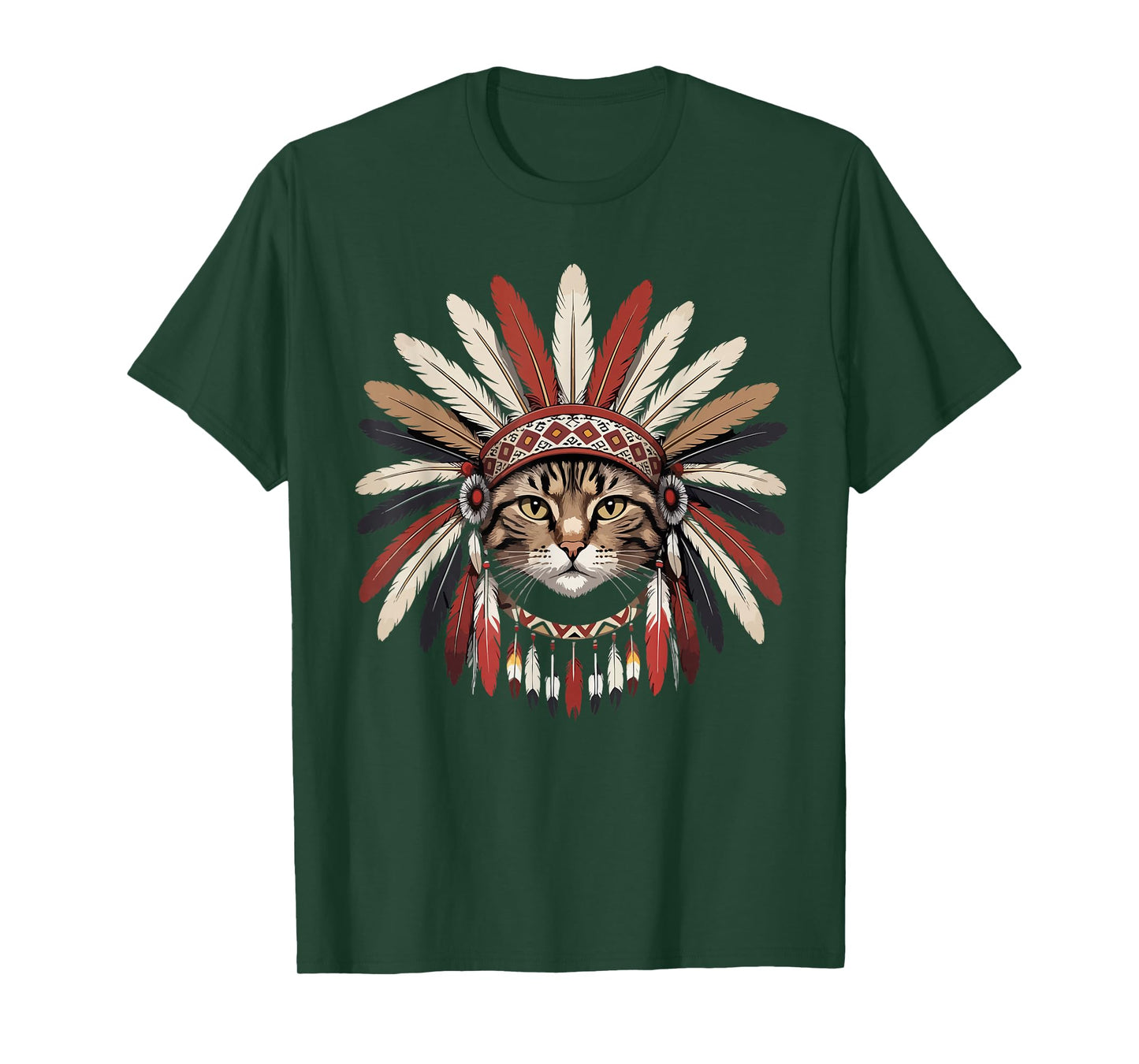 Native American Headdress Amerindian Cat T-Shirt