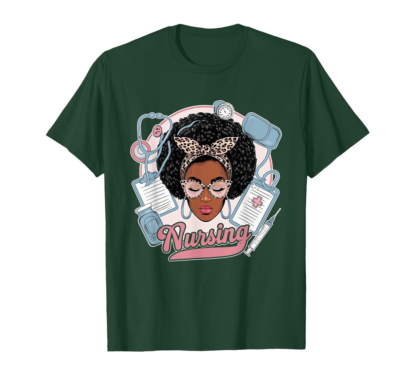 Black Strong Nurse Afro Girl Melanin African American Wowen T-Shirt