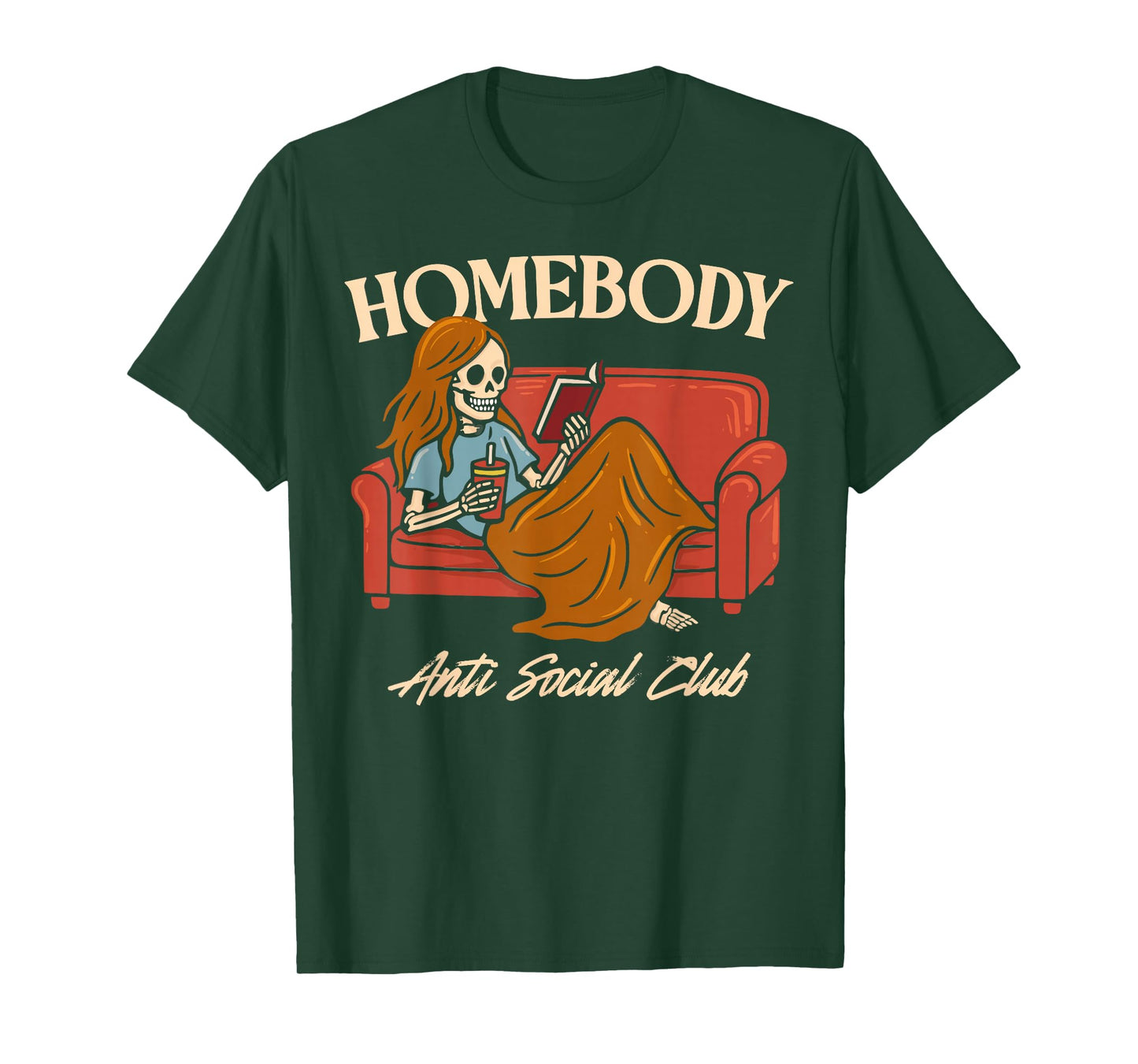 Homebody Anti Social Club Funny Introvert Skeleton Halloween T-Shirt