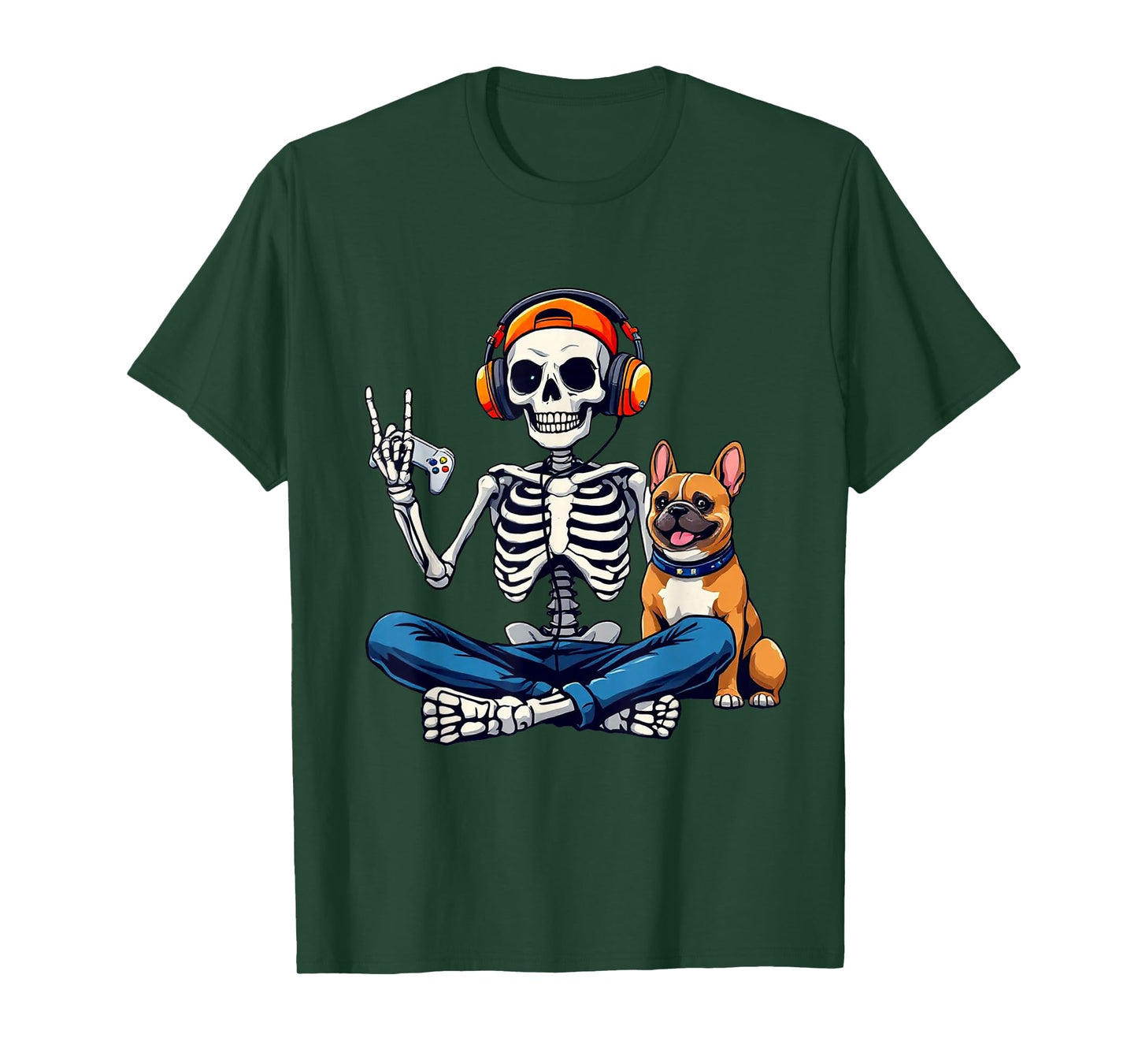 Halloween Skeleton Gamer Video Gaming Boys Men Kids Tees T-Shirt