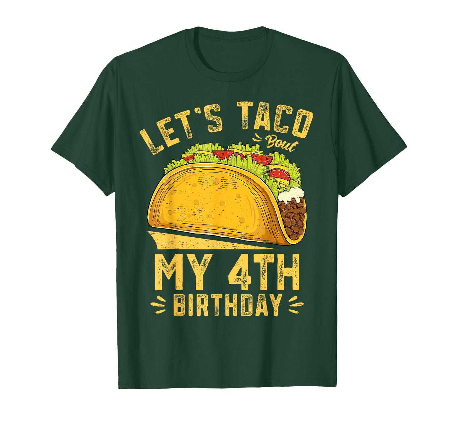 4 Year Old Funny Let's Taco Bout My 4th Birthday Boys Kids T-Shirt
