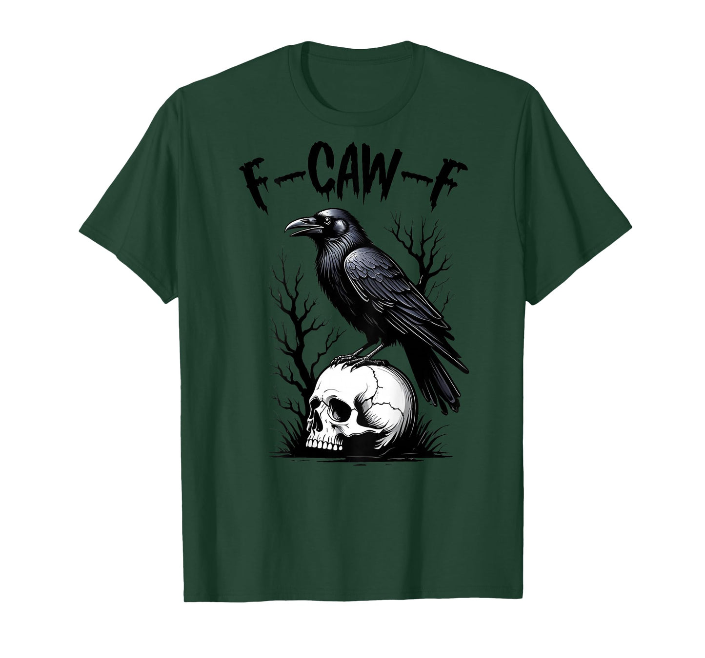 Black Crow, F-Caw-F Funny Black Bird Moon Gothic Adult Humor T-Shirt