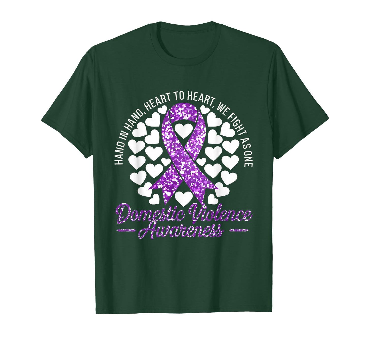 Domestic Violence Awareness We Fight As One Purple Ribbon T-Shirt