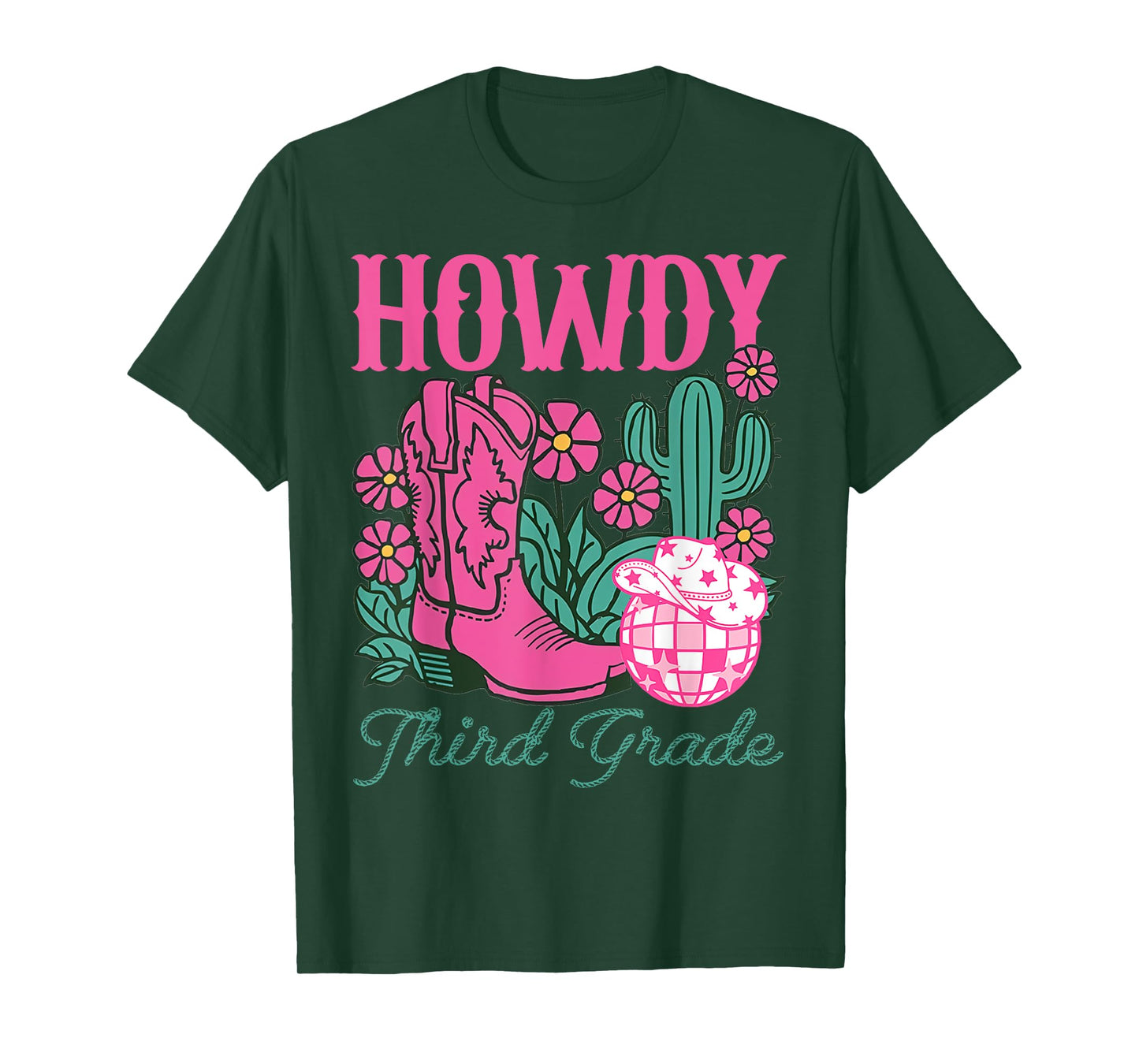 Howdy 3rd Third Grade Western Cowgirl Kid Back To School Day T-Shirt