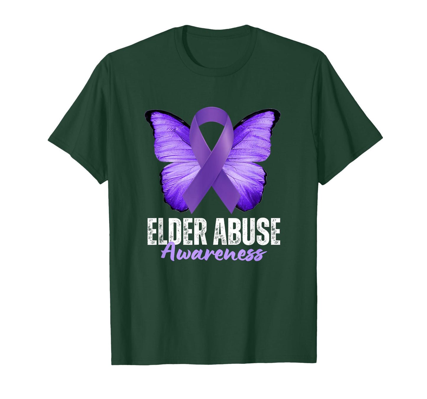 Elder Abuse Awareness Month Purple Butterfly Ribbon T-Shirt