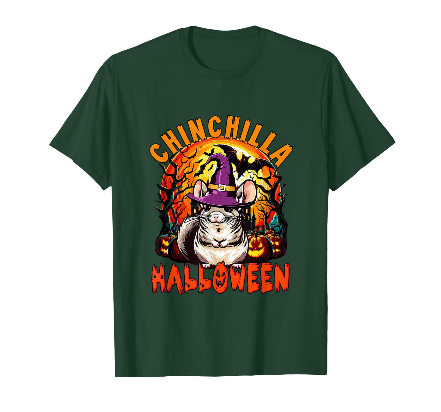 Chinchilla Halloween Cosplay Witch Horror Carved Pumpkins T-Shirt