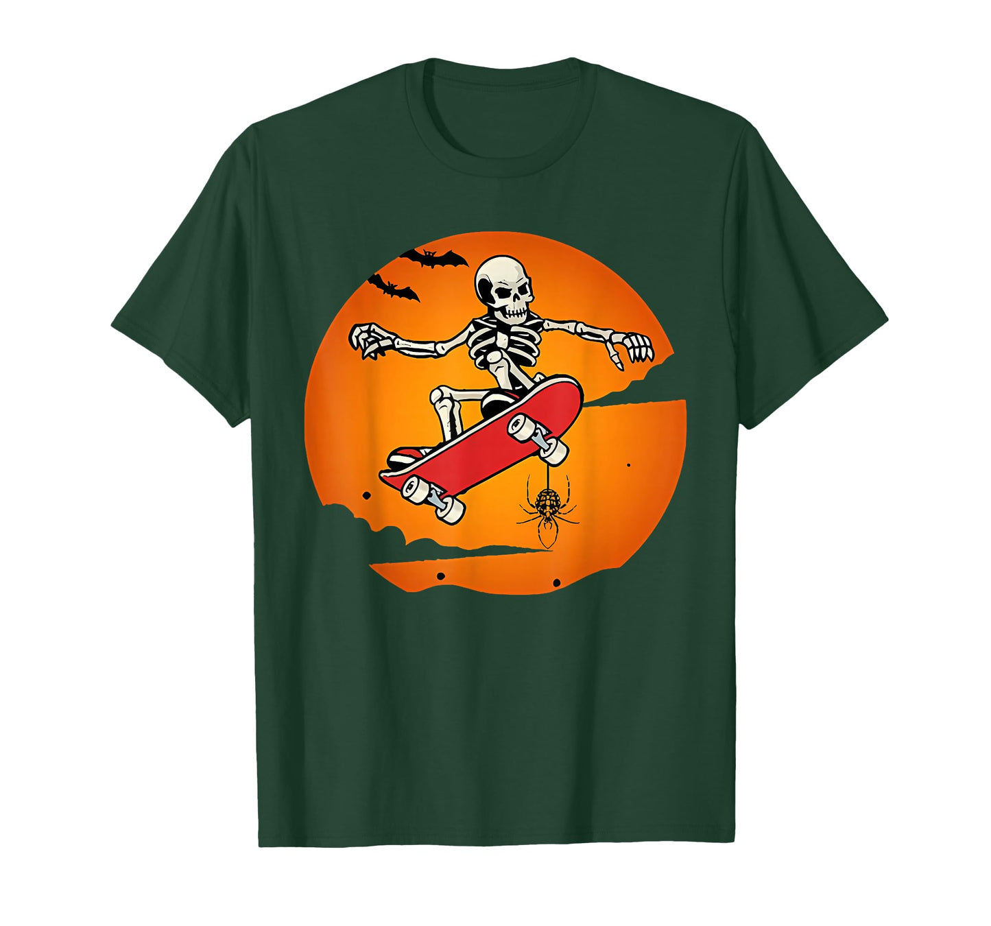 Skeleton Skateboarder Halloween Spooky Skateboarding Men Boy T-Shirt