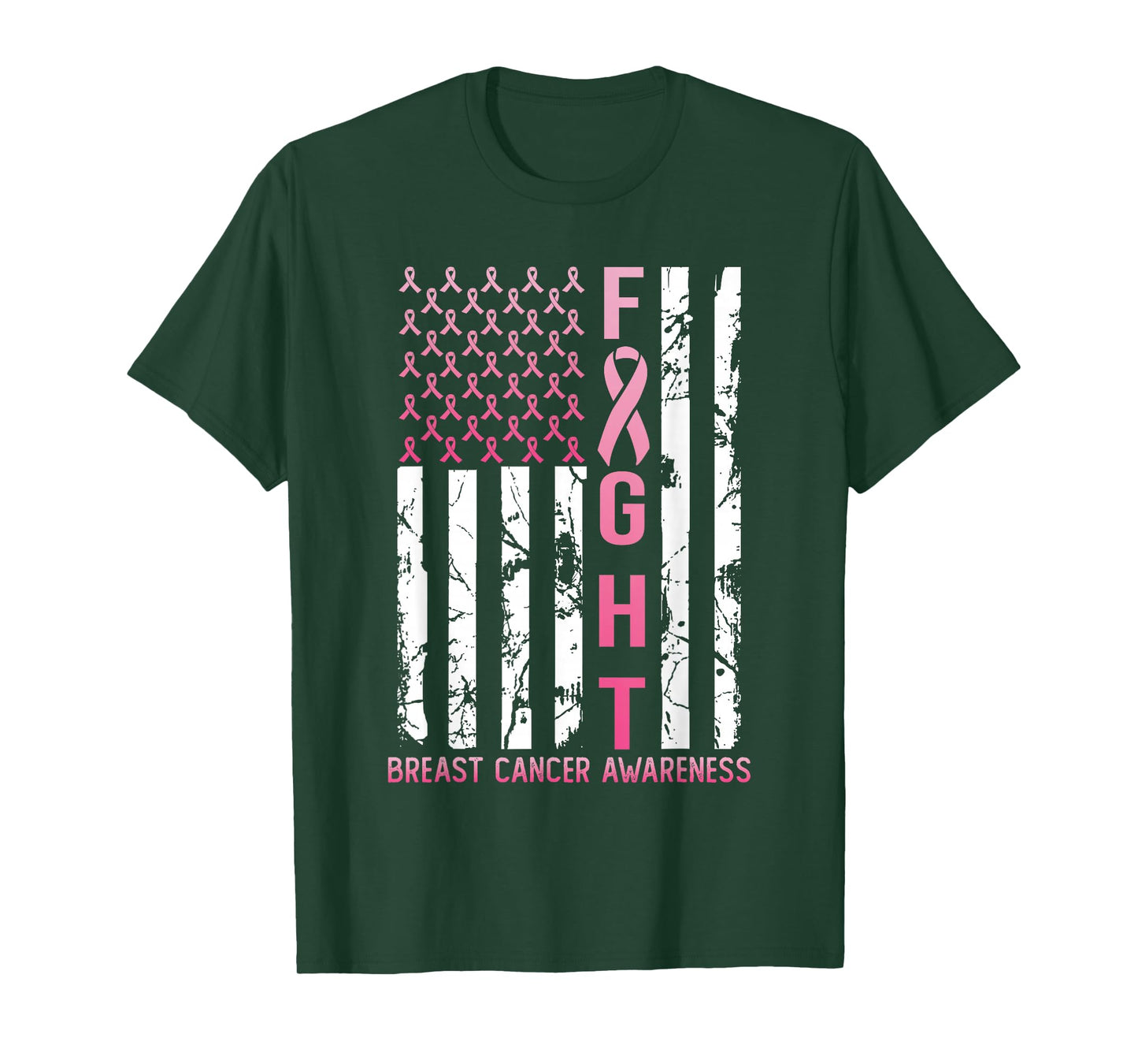 USA Pink Flag Breast Cancer Awareness Month October T-Shirt