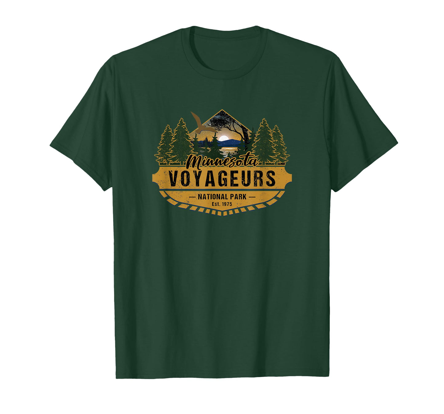 KAEDAM Gifts: Voyageurs National Park Unisex-Adults Kids Black Cotton Short Sleeve Classic Fit T-Shirt