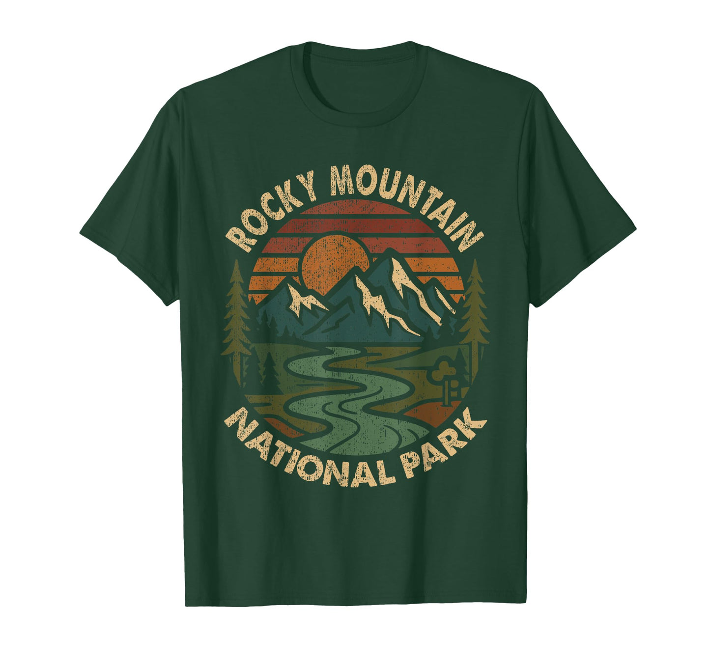Rocky Mountain National Park Retro Sunset Mountains T-Shirt