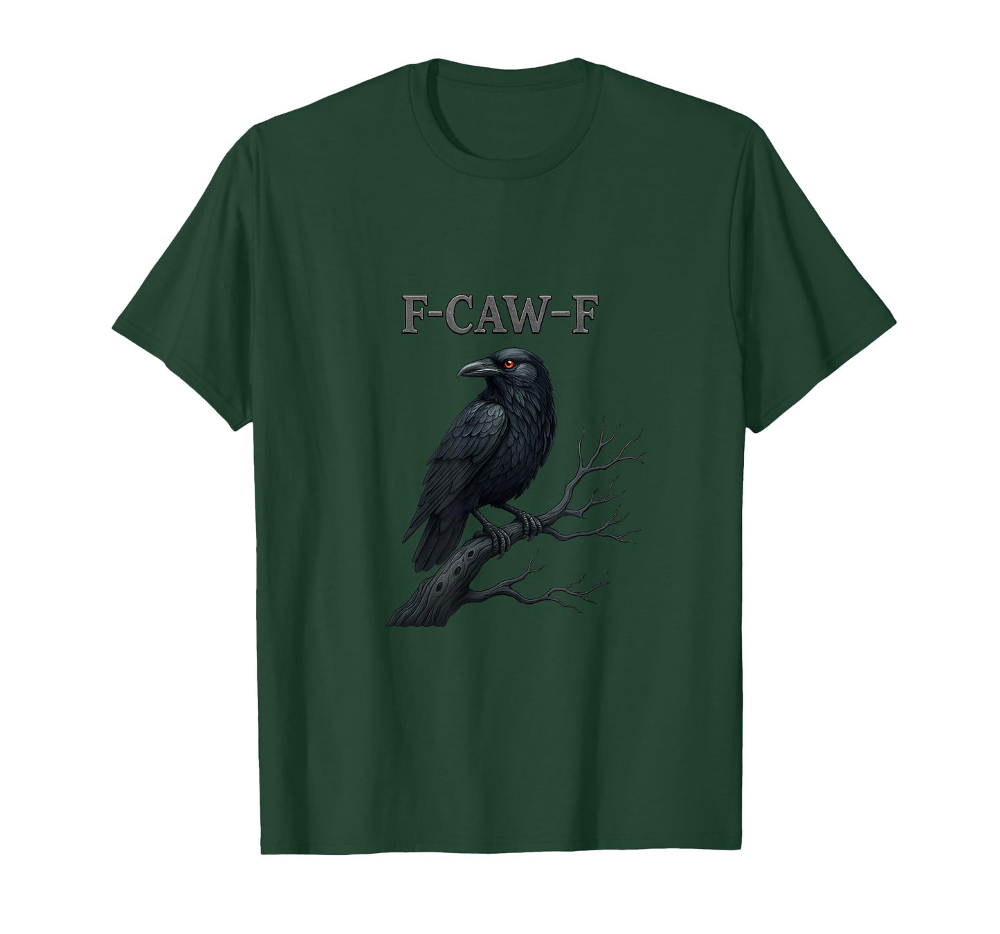 F-Caw-F Black Crow Funny Moon Gothic Bird Graphic Tee T-Shirt