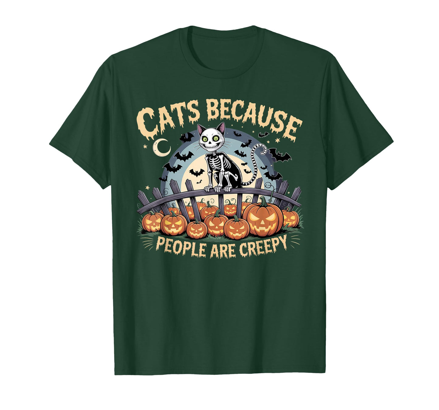 Cats Because People are Creepy Ghost Halloween Cat Mom Kids T-Shirt