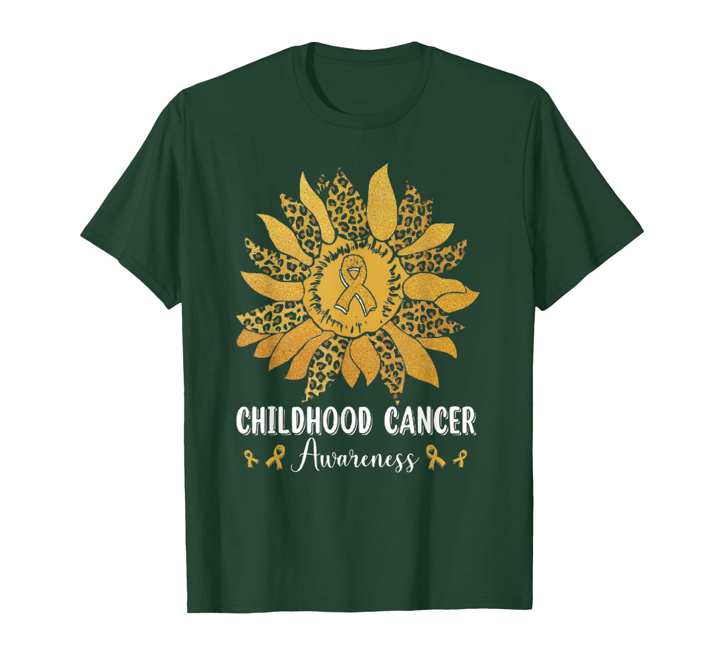 Gold Ribbon Childhood Cancer Awareness Girls Kids Women T-Shirt