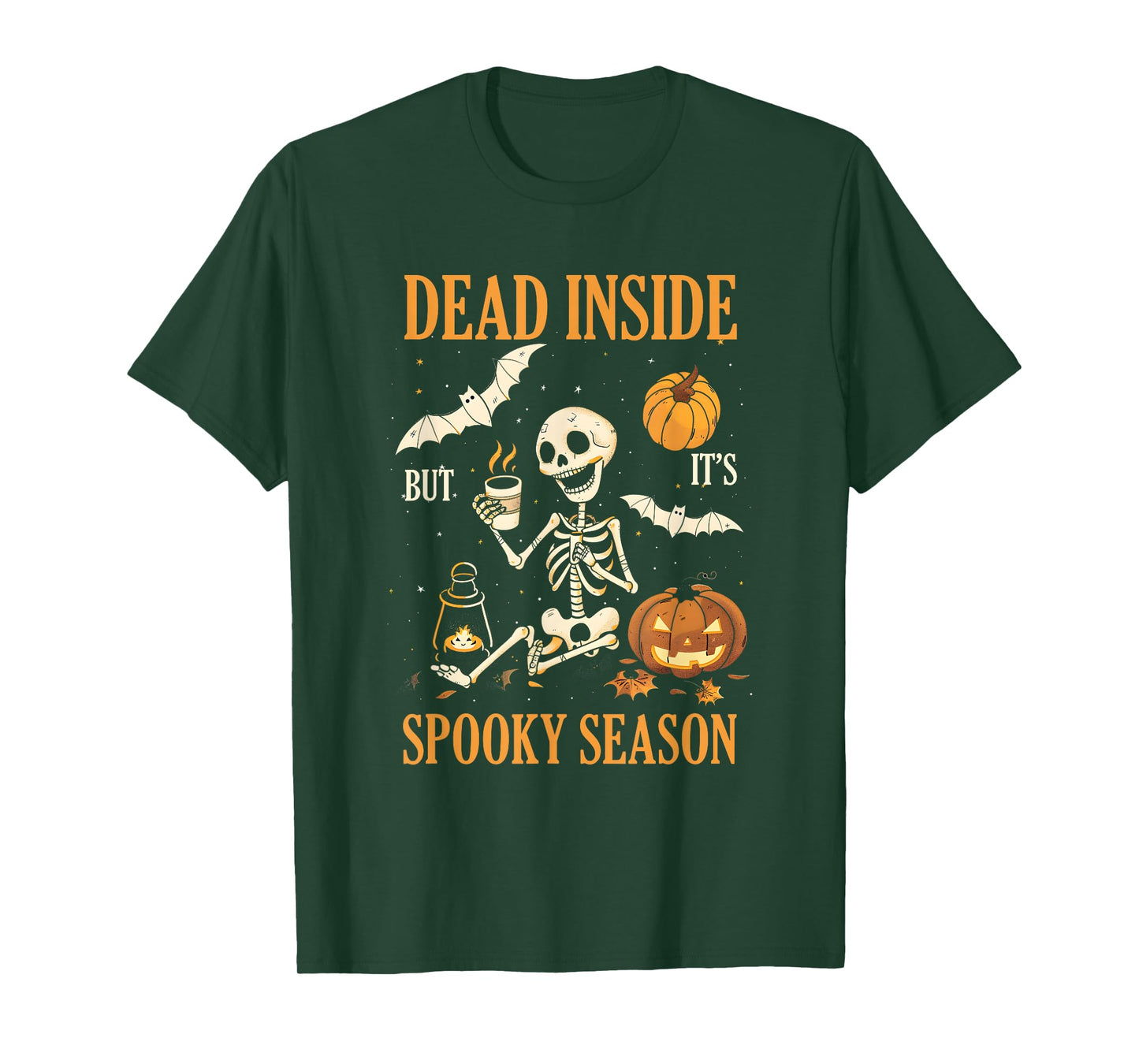 Dead-Inside But Its Spooky Season Spooky Skeleton Bats T-Shirt