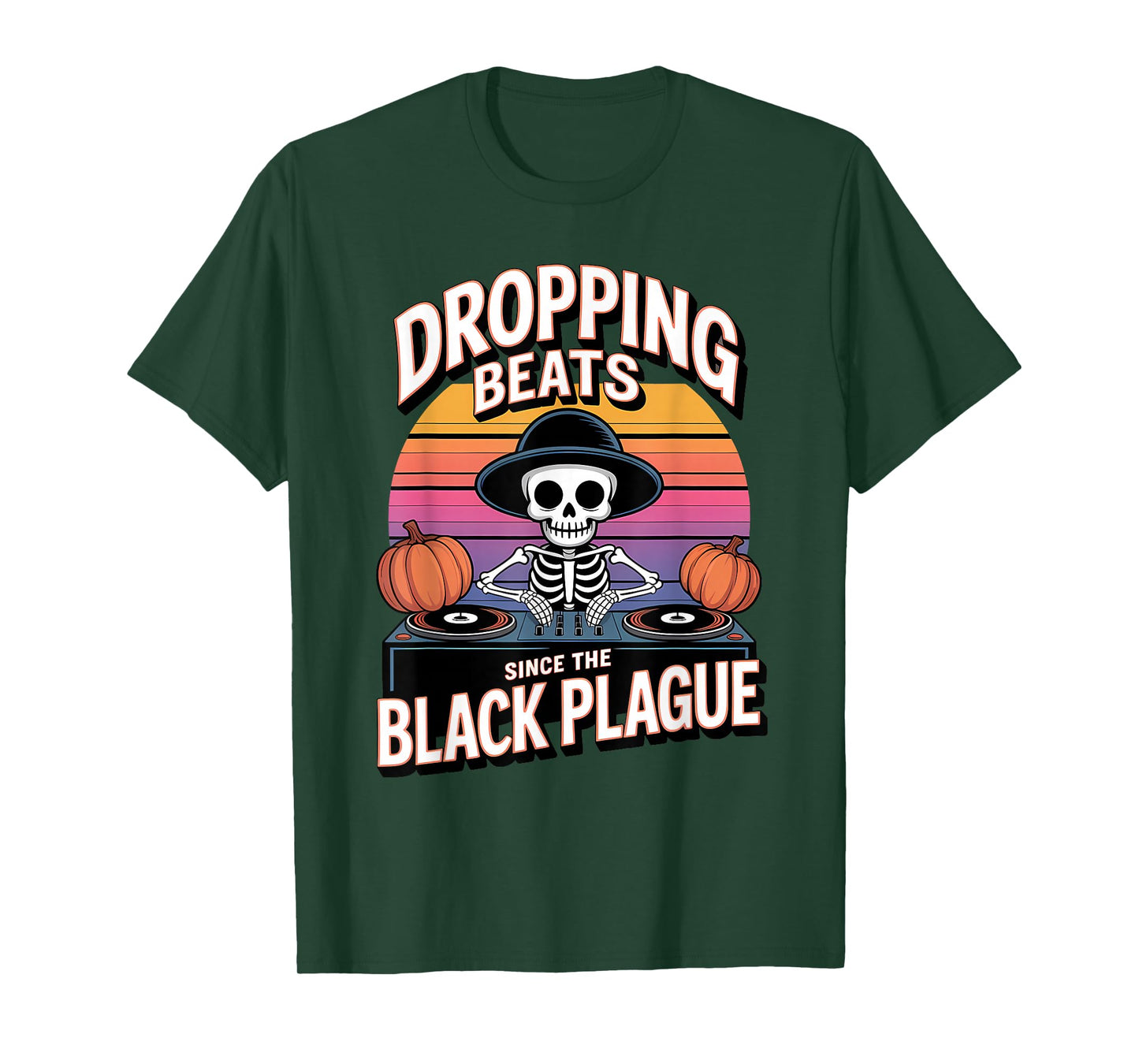 Skeleton DJ Halloween Funny Spooky Music T-Shirt