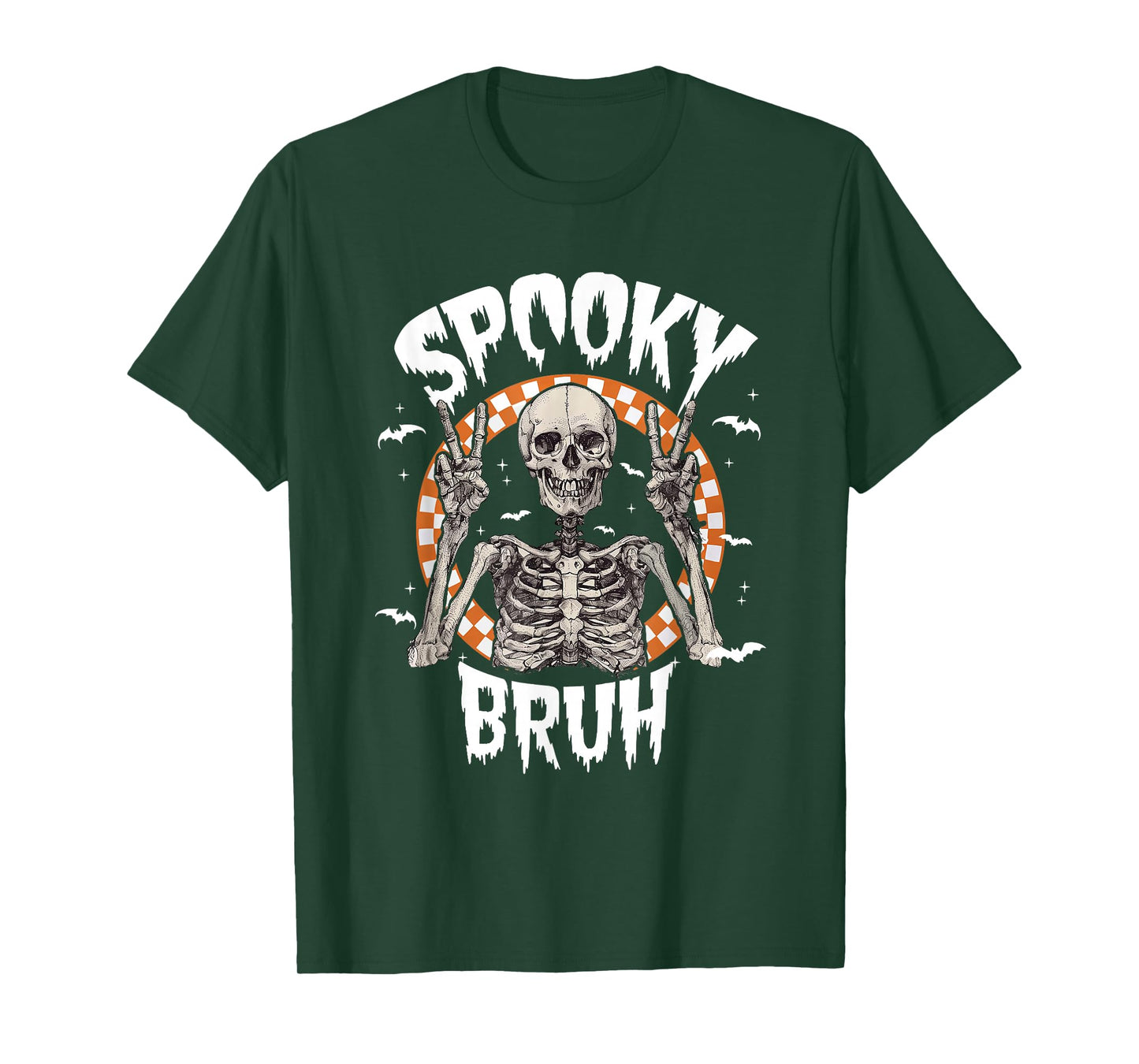 Spooky Skeleton Bruh Halloween Funny Retro Design T-Shirt