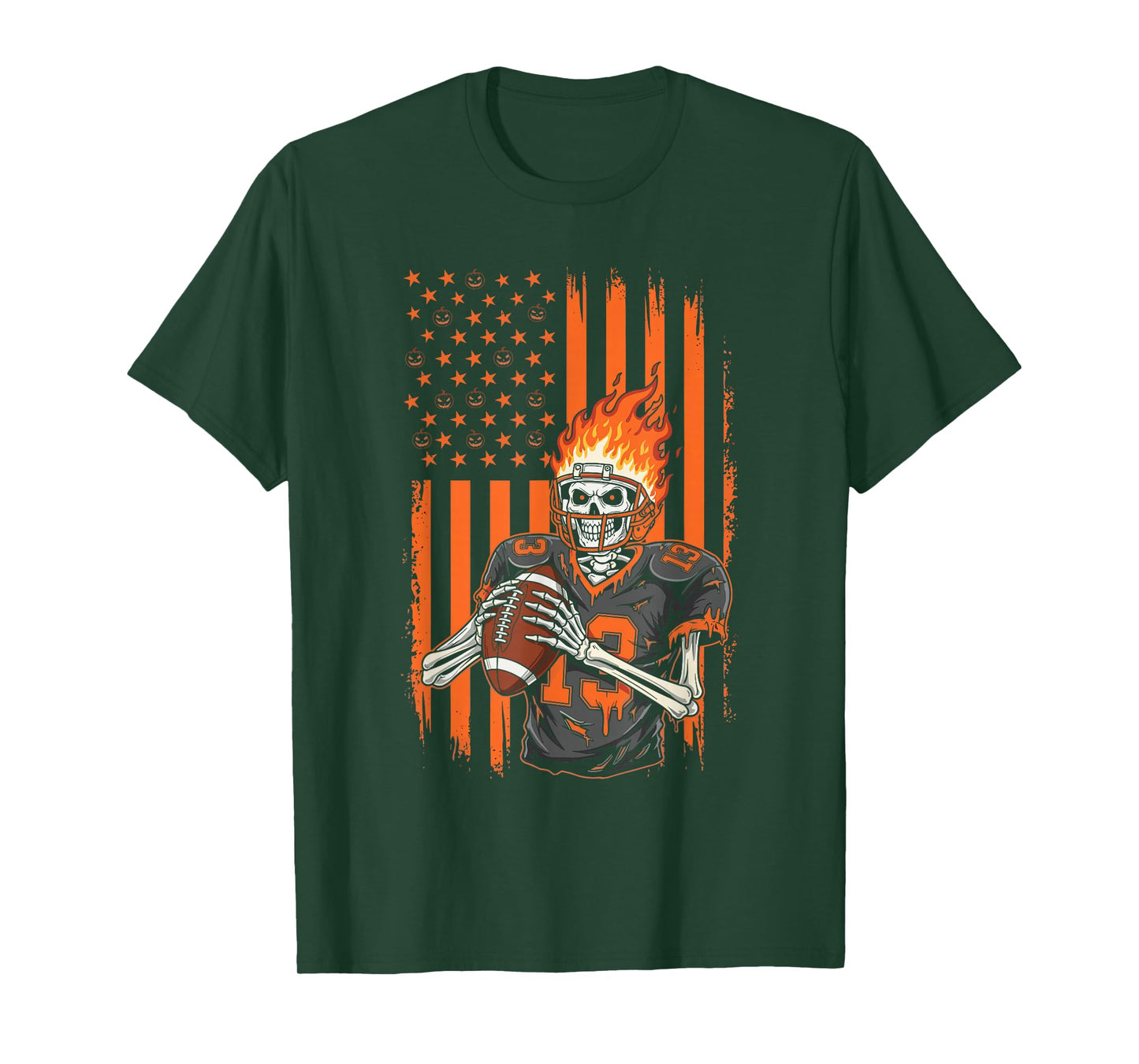 Skeleton Football Player Spooky Halloween Sports Outfit T-Shirt