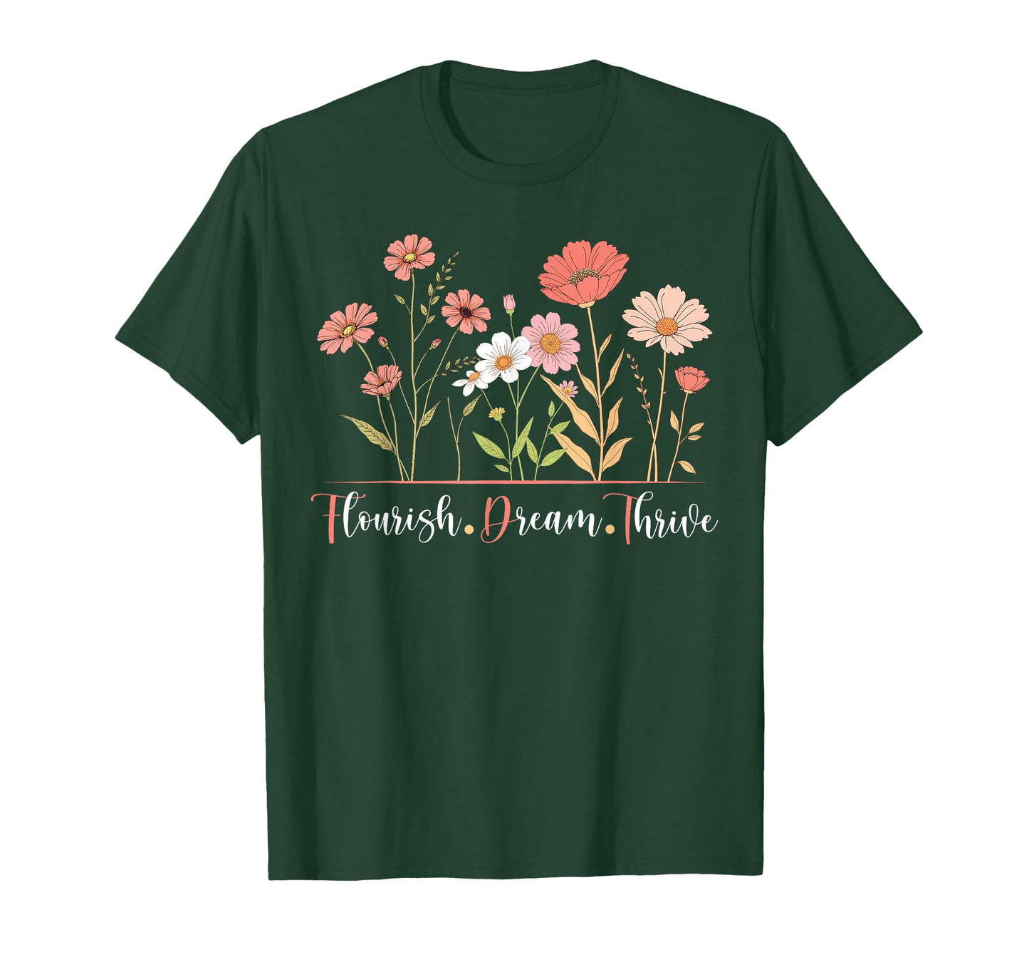 Flourish Dream Thrive Floral Botanical Vintage Flowers T-Shirt