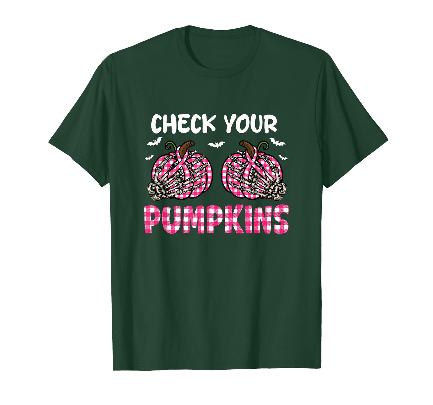 Check Your Pumpkins Breast Cancer Awareness Halloween Joke T-Shirt