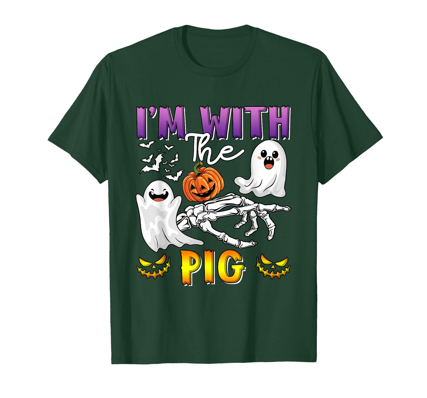 I'm with Pig Halloween Boo Ghost Funny Single Farmer T-Shirt