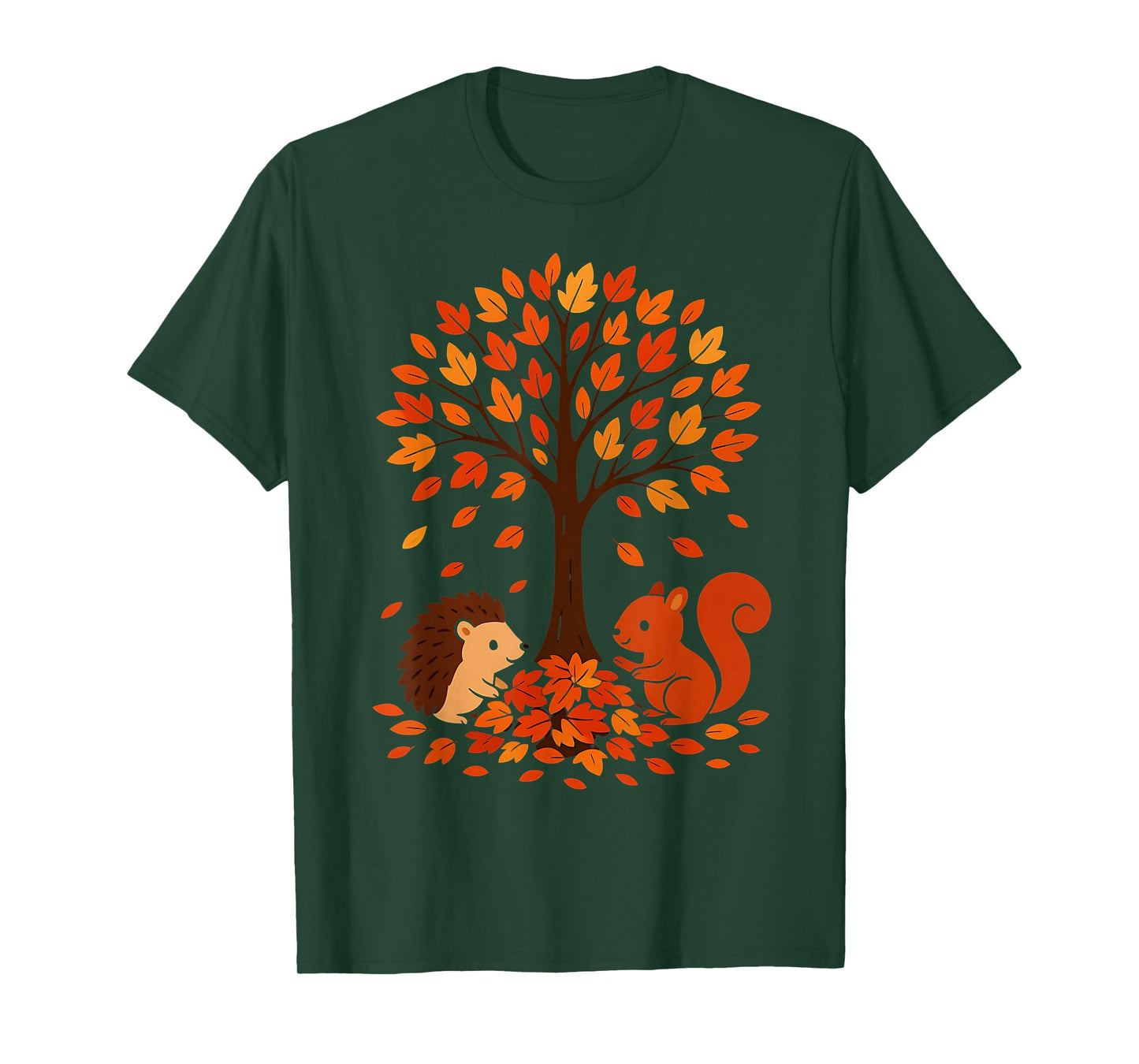 Autumn Fall Leaves Tree Forest Creatures Mens Womens Kids T-Shirt