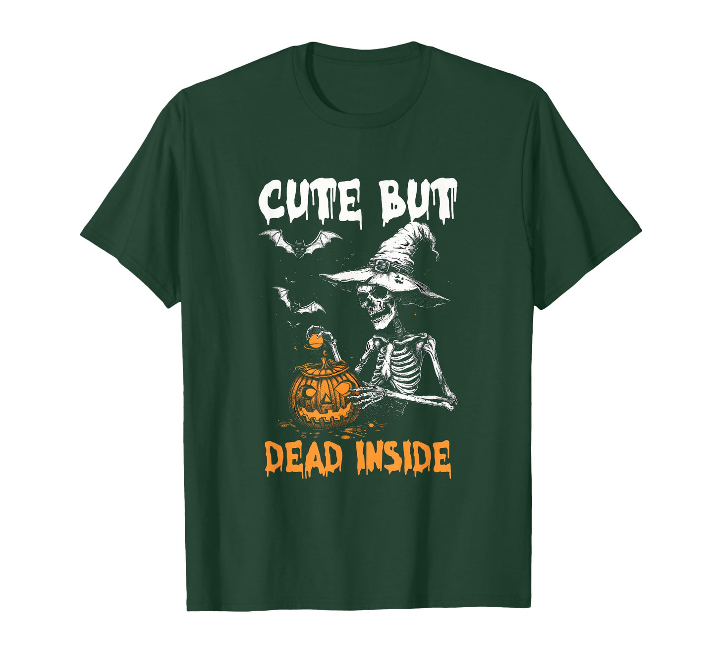Cute But Dead-Inside Spooky Skeleton Halloween Design Bats T-Shirt