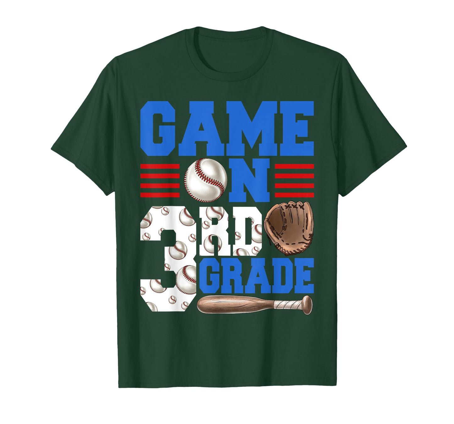 Game On 3rd Grade With Baseball Player First Day Of School T-Shirt