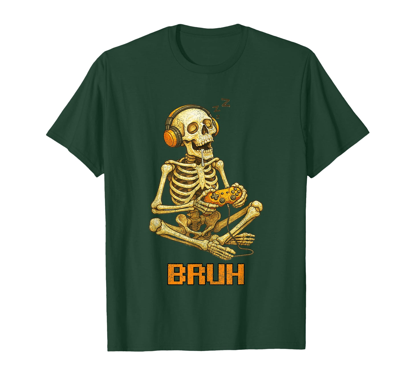 Halloween Skeleton Gamer Video Gaming Funny Skeleton Bruh T-Shirt