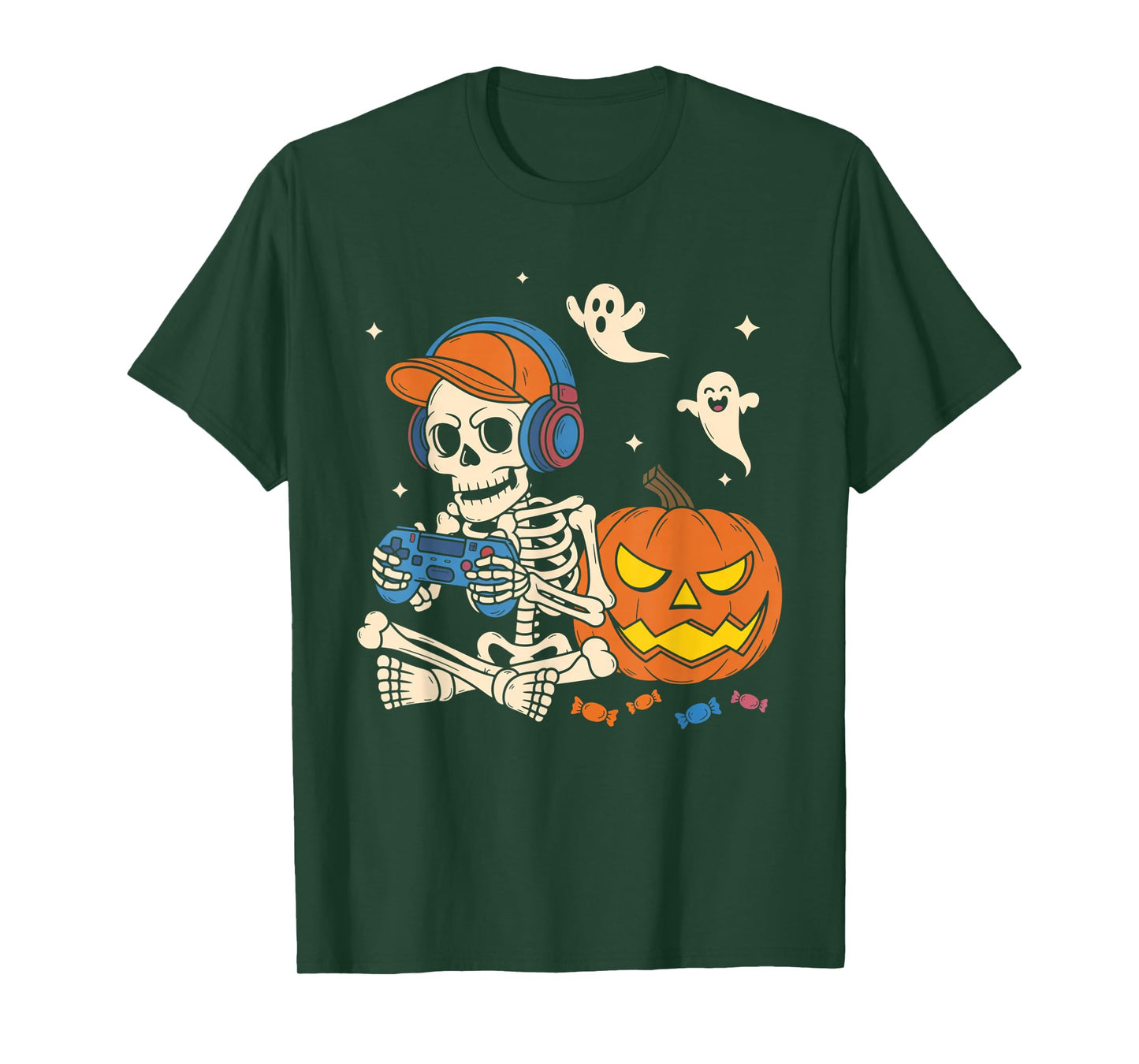 Halloween Shirts Cool Teen Boy Skeleton Gaming Men Halloween T-Shirt