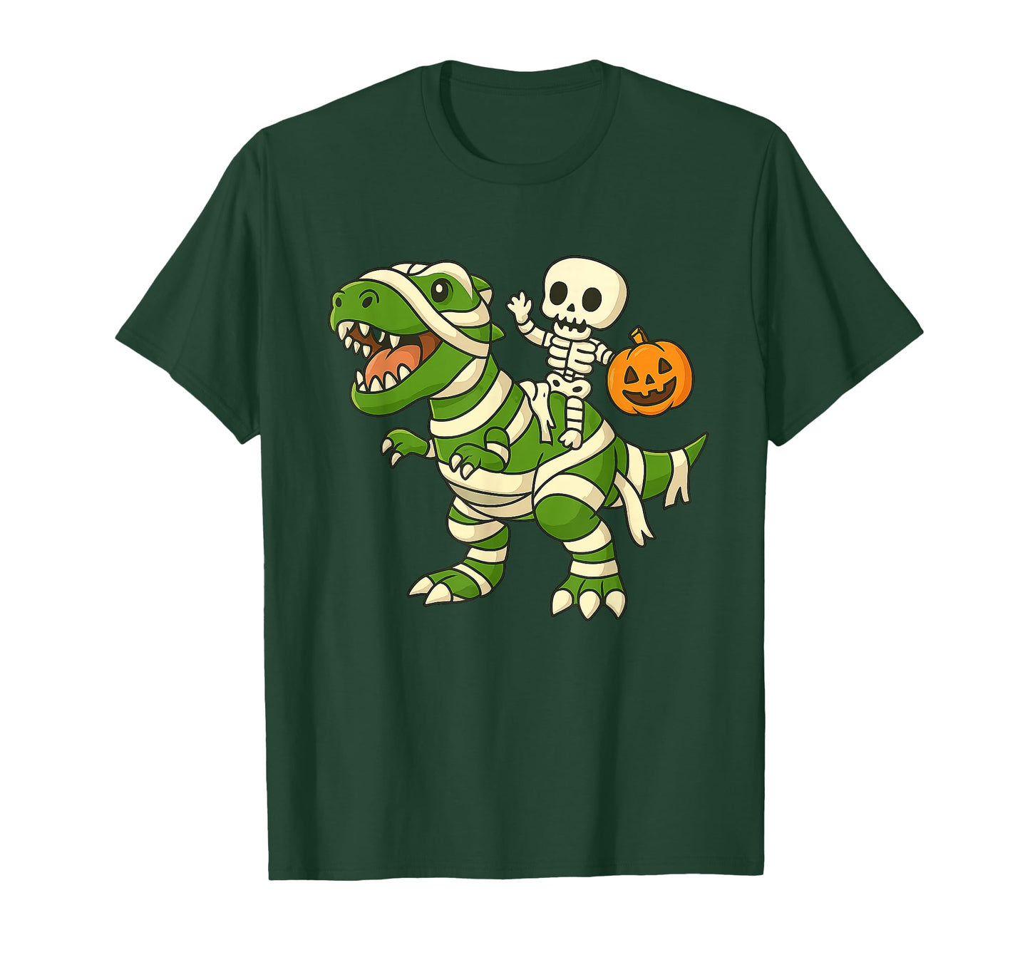 Skeleton Riding Mummy Dinosaur T rex Halloween Funny Gamer T-Shirt