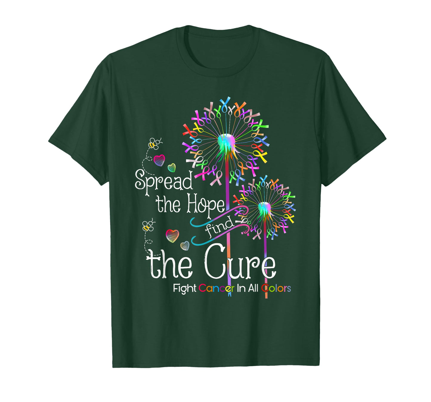 Fight cancer in all and every color ribbons flower heart T-Shirt