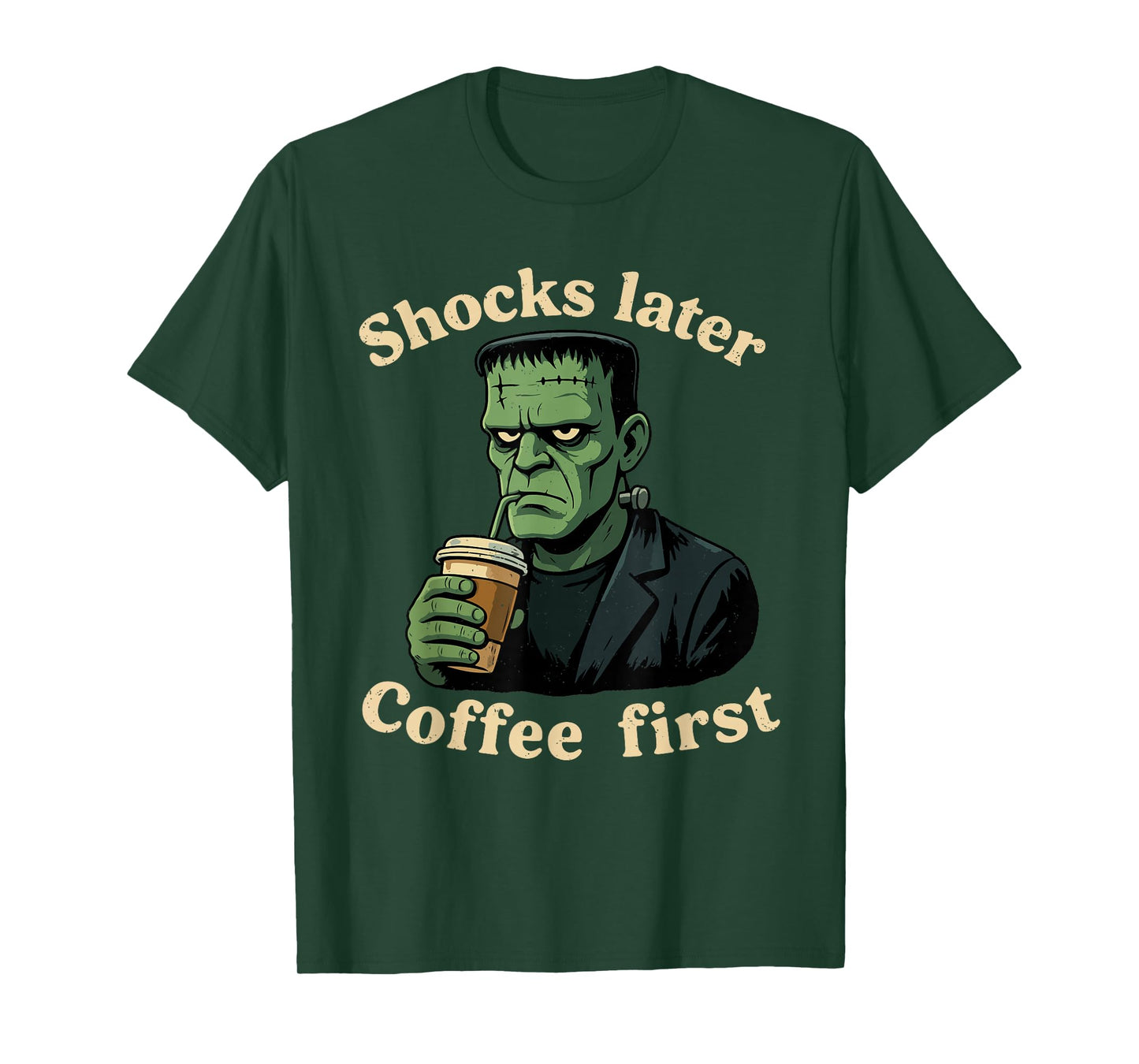 Coffee First Halloween Funny Ghoul Caffeine Lover T-Shirt