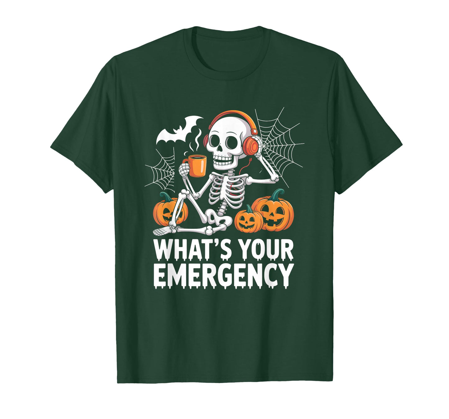 Skeleton Halloween Dispatcher 911 Operator Public Safety T-Shirt