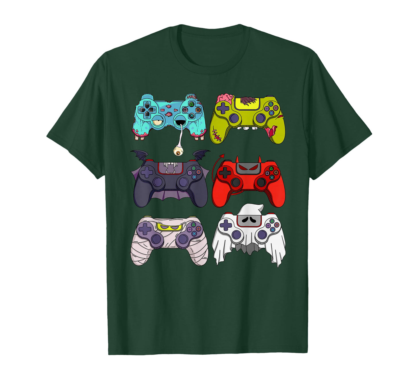 Skeleton Zombie Gaming Controllers Ghost Halloween Boys Kids T-Shirt