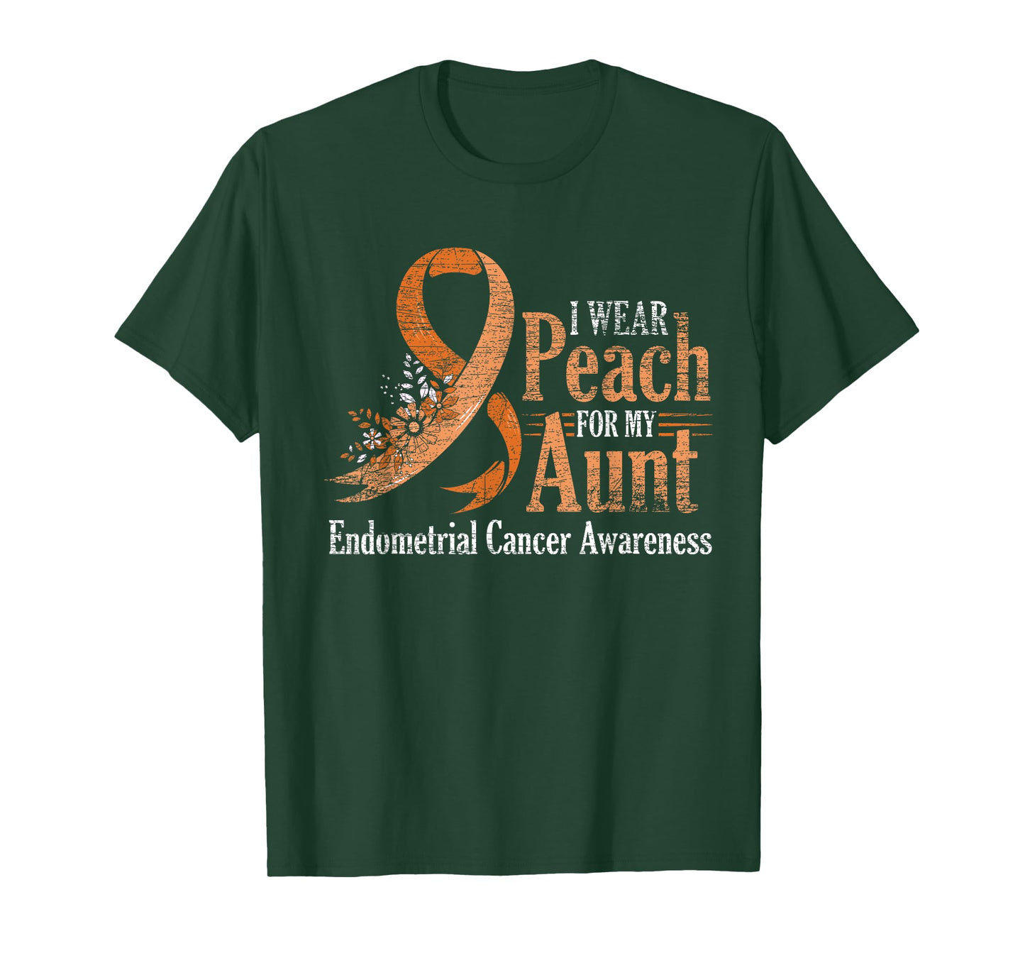 I Wear Peach For My Aunt Ribbon Endometrial Cancer Awareness T-Shirt