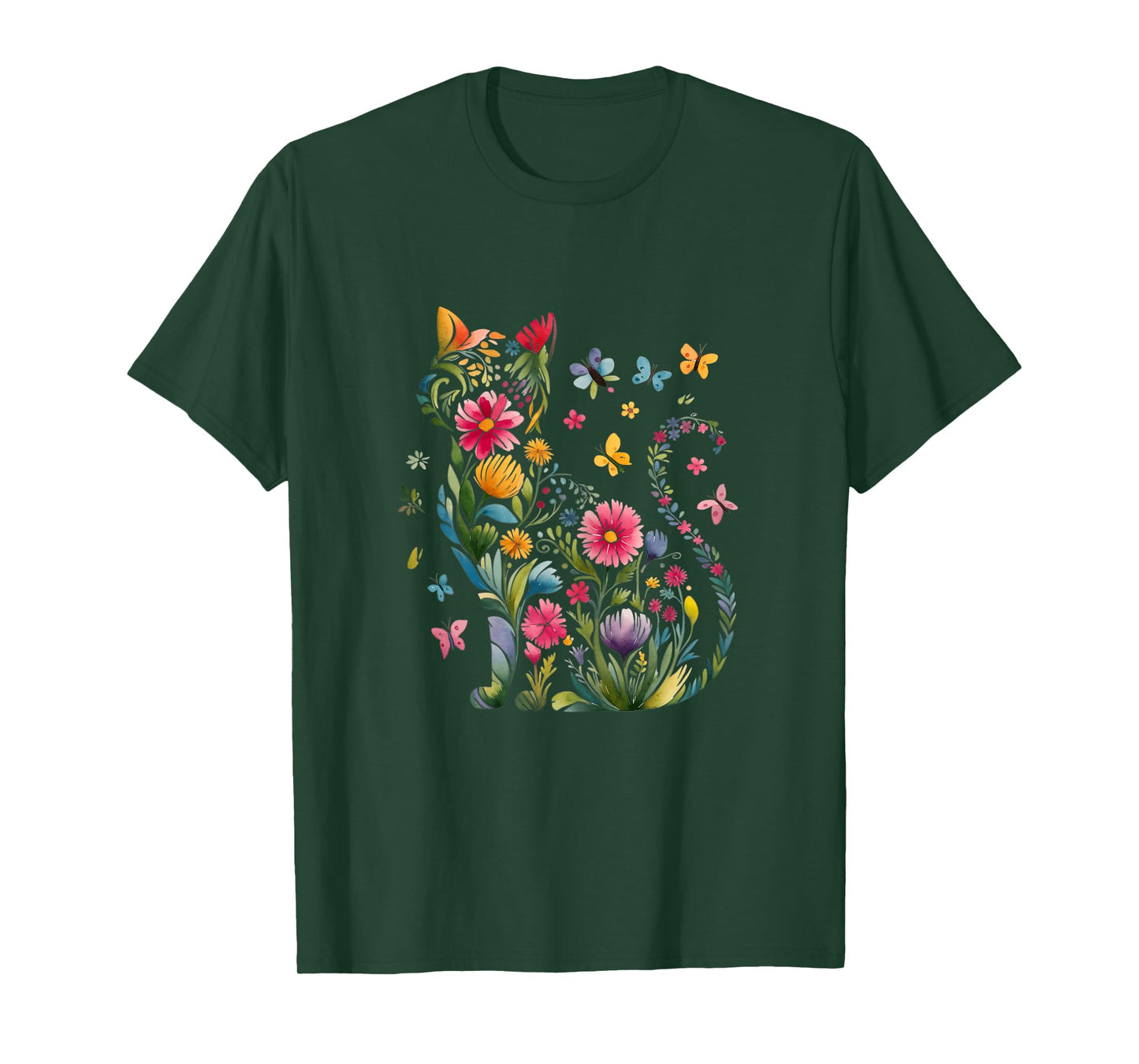 Nature Cat with Butterflies T-Shirt
