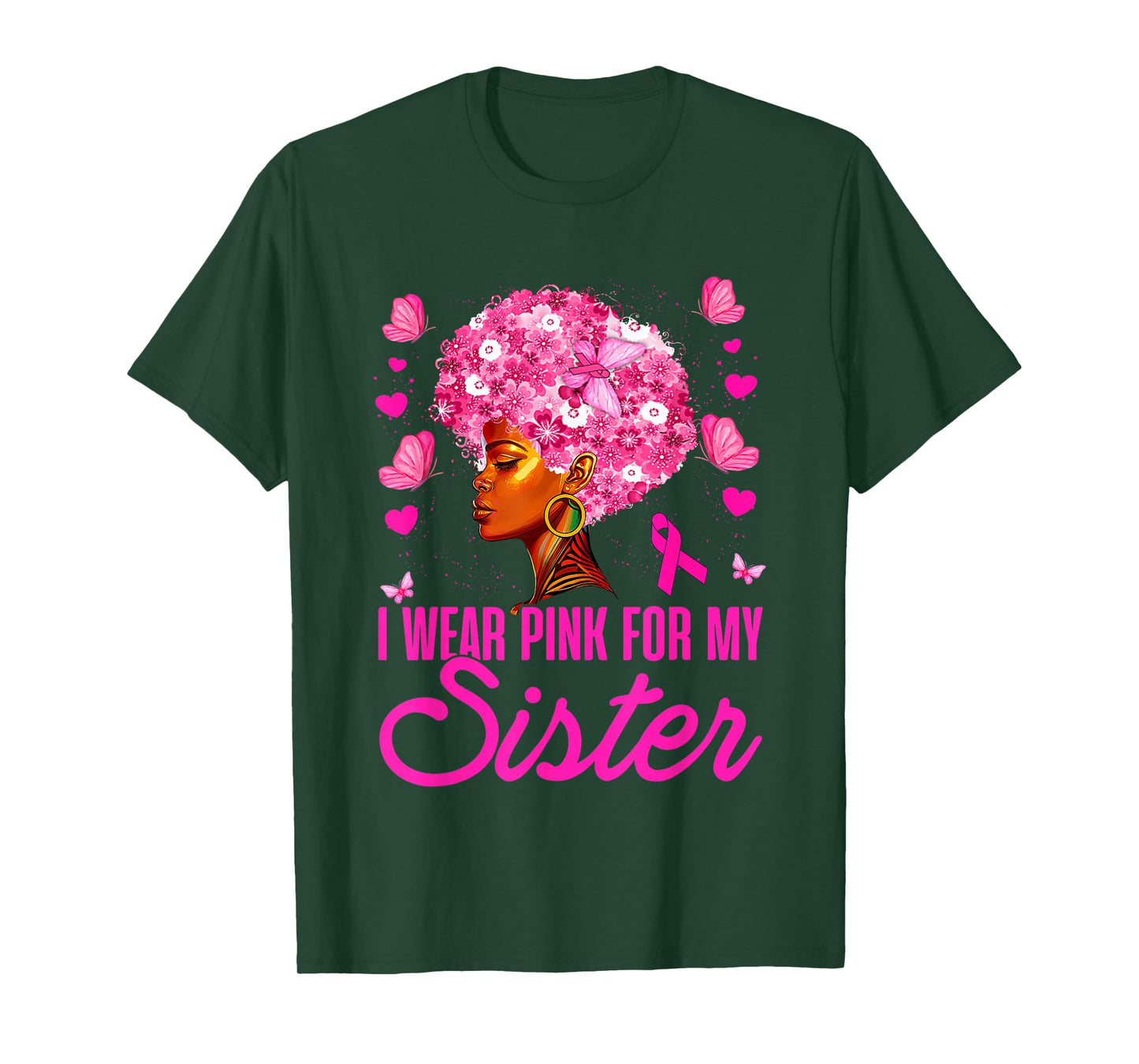 Wear Pink for My Sister Breast Cancer Awareness Black Women T-Shirt