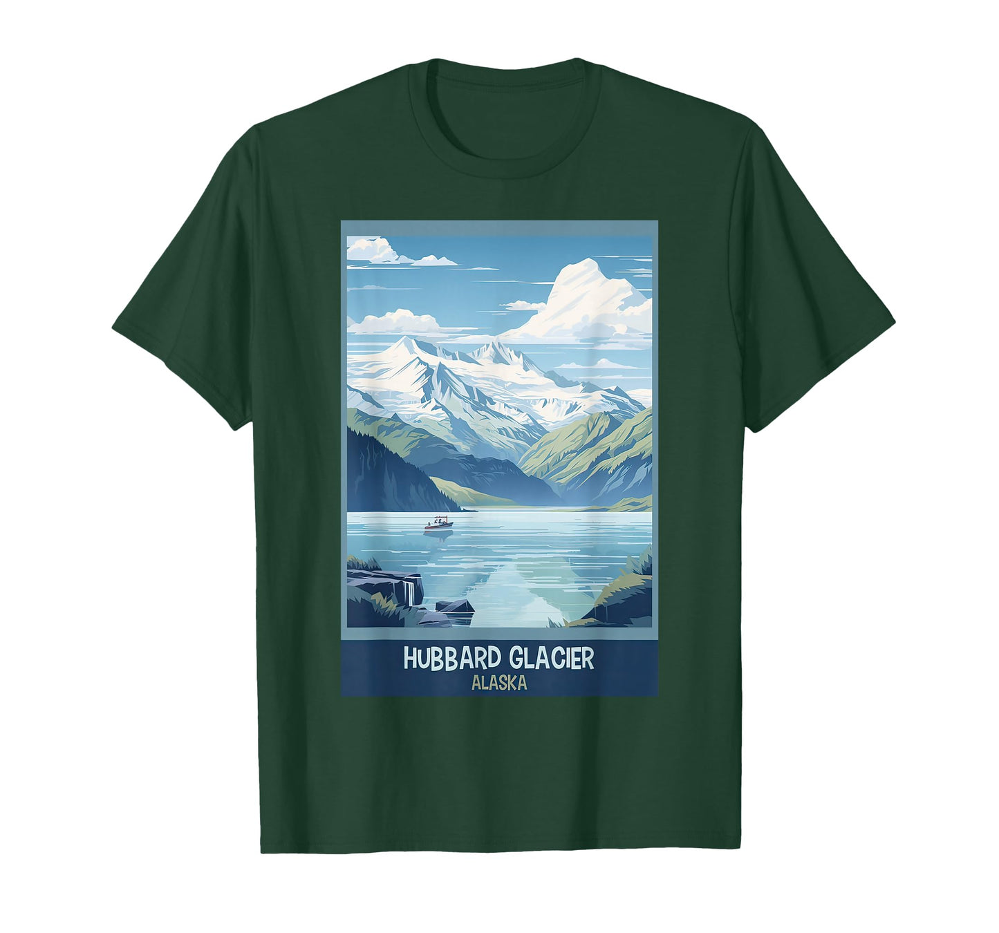 Hubbard Glacier, Alaska Retro Travel Poster Graphic T-Shirt