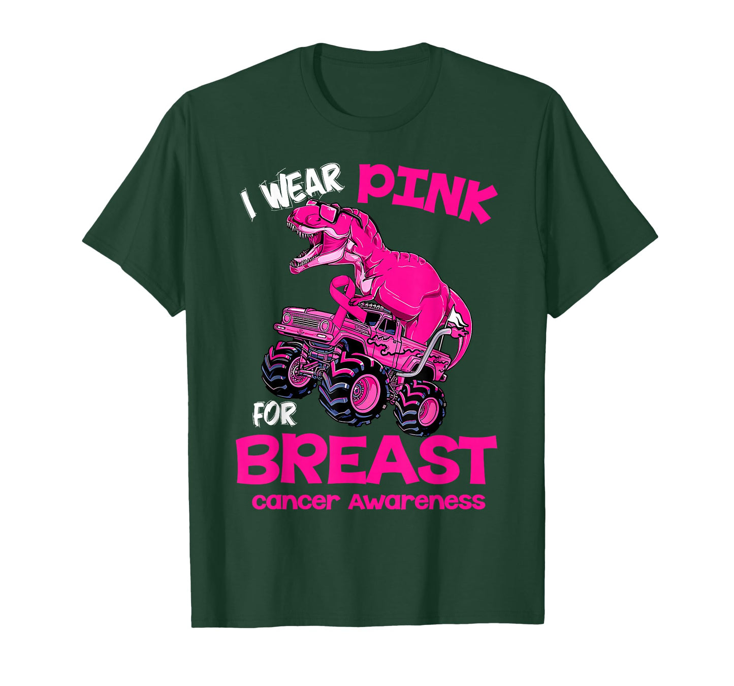 I Wear Pink for Breast Cancer Awareness Dinosaur Boys Kids T-Shirt