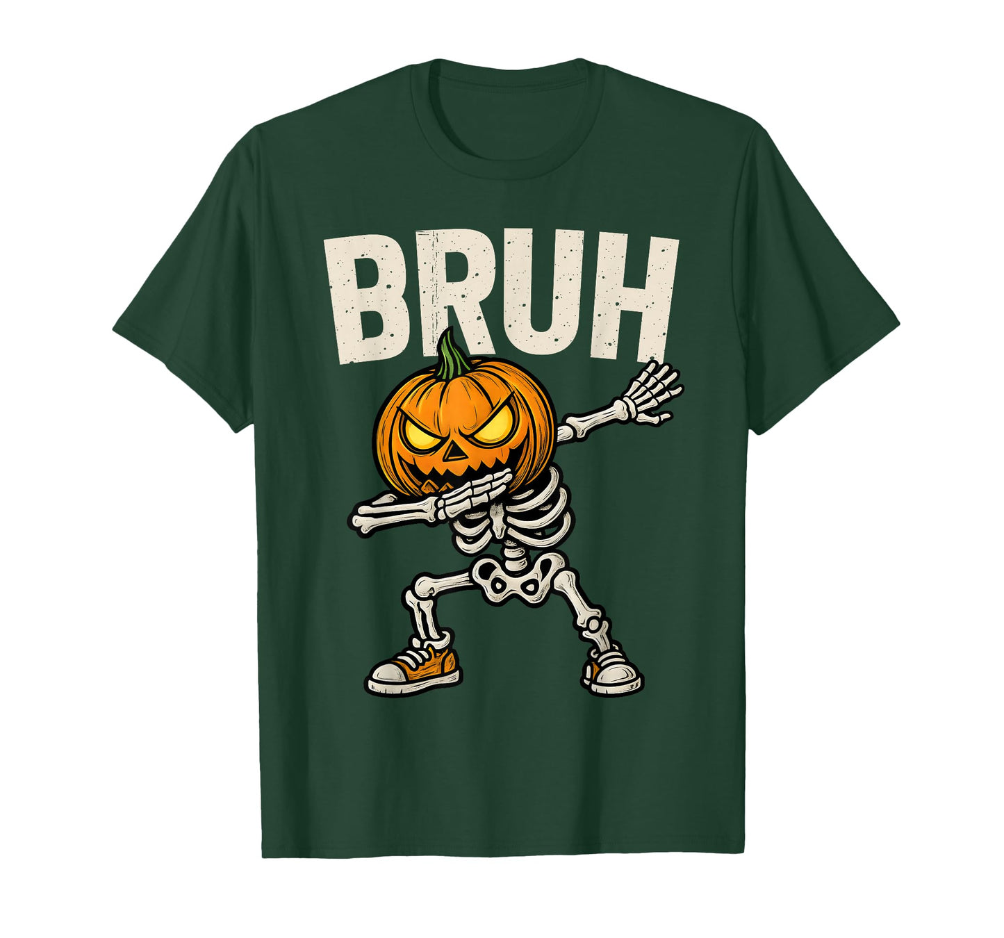 Dabbing Pumpkin Skeleton Bruh Halloween Trick Or Treat Boys T-Shirt