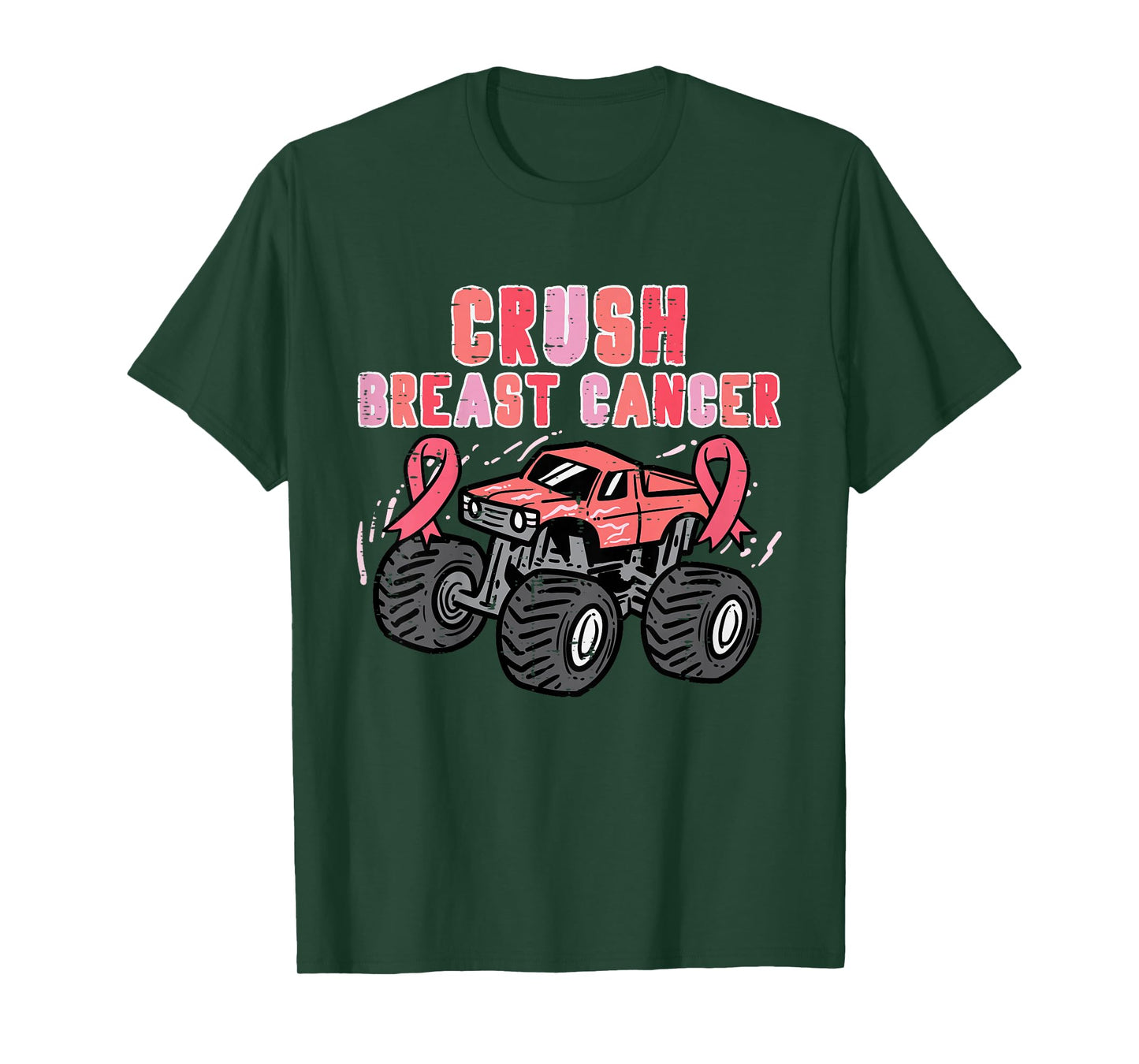 Pink Monster Truck Breast Cancer Awareness Toddler Boy Kids T-Shirt