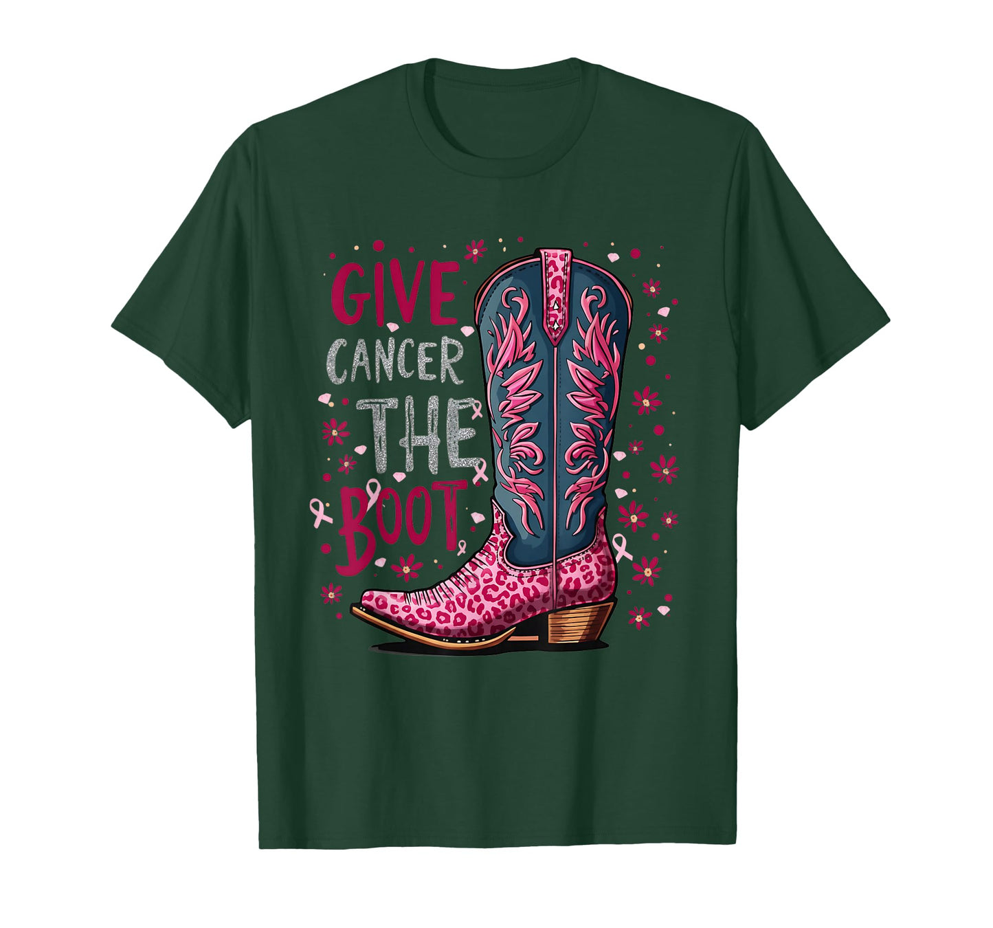 Give Breast Cancer The Boot Cowgirl Texas Cancer Awareness T-Shirt
