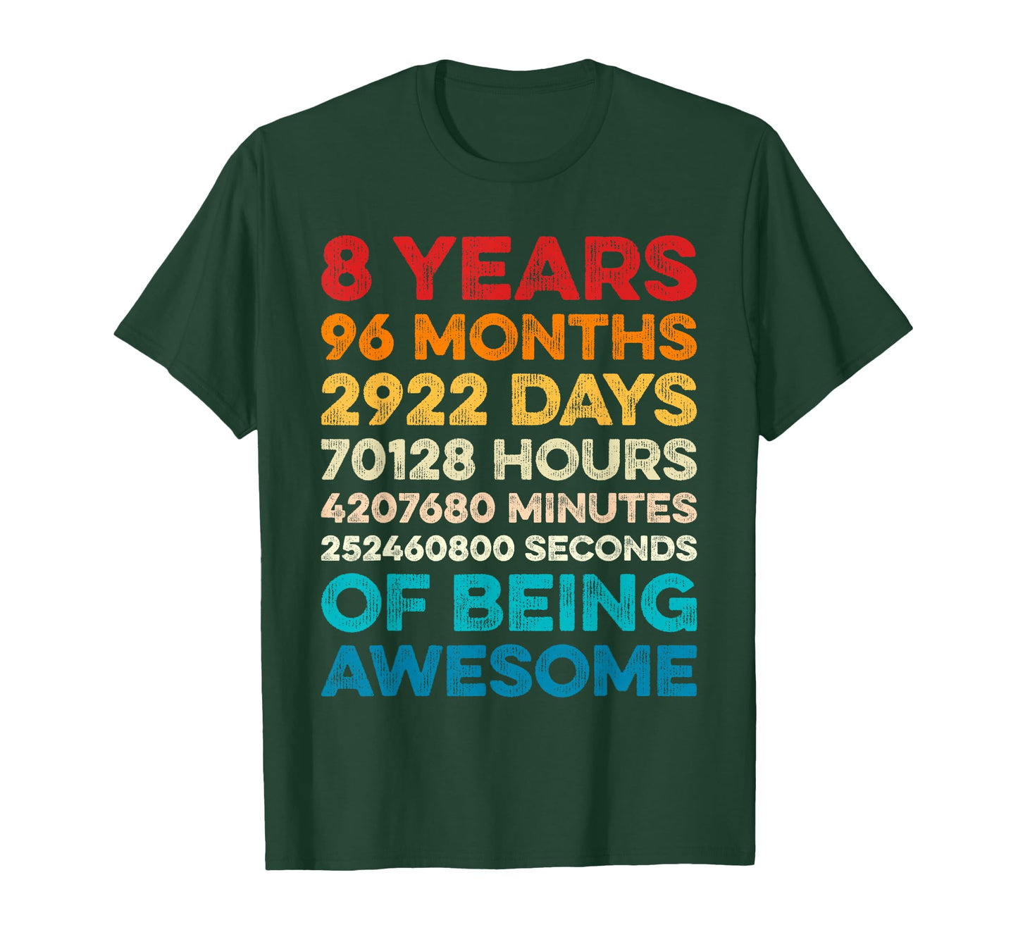 8th Birthday 8 Years of Being Awesome Vintage 8 Years Old T-Shirt