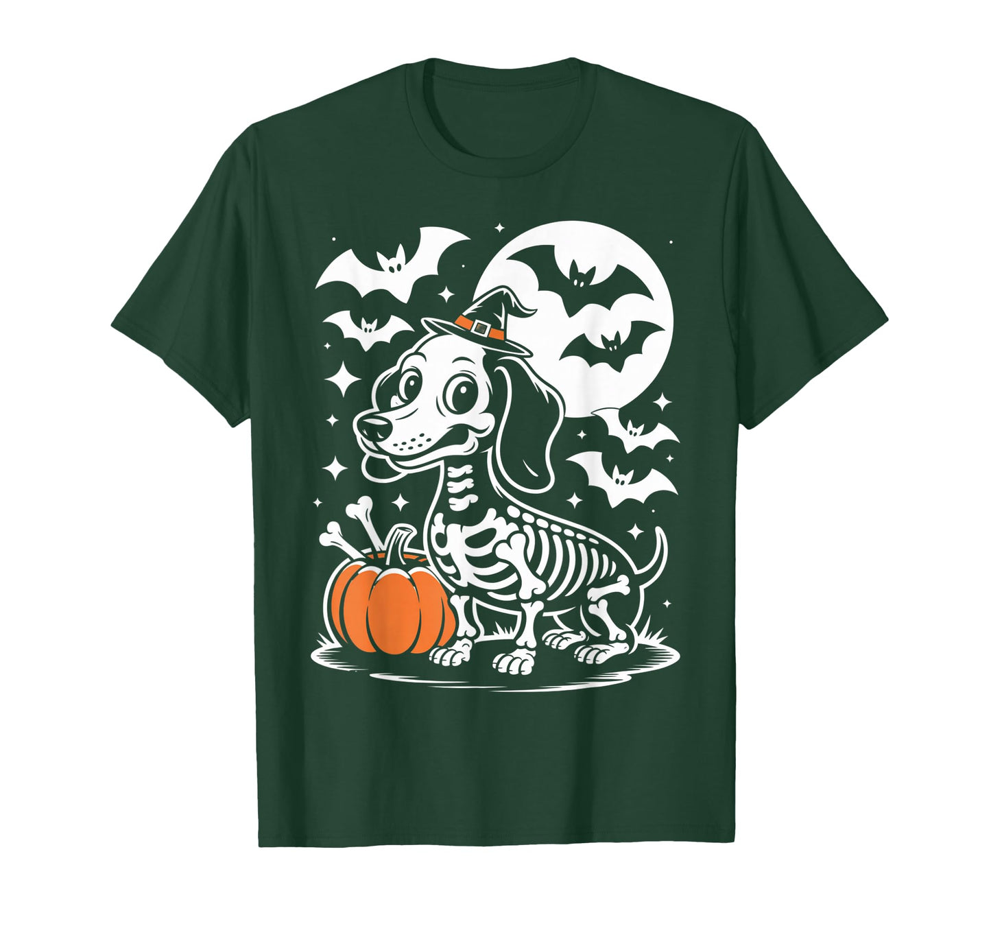 Funny Halloween Dog Skeleton Spooky Puppy Bones Design T-Shirt