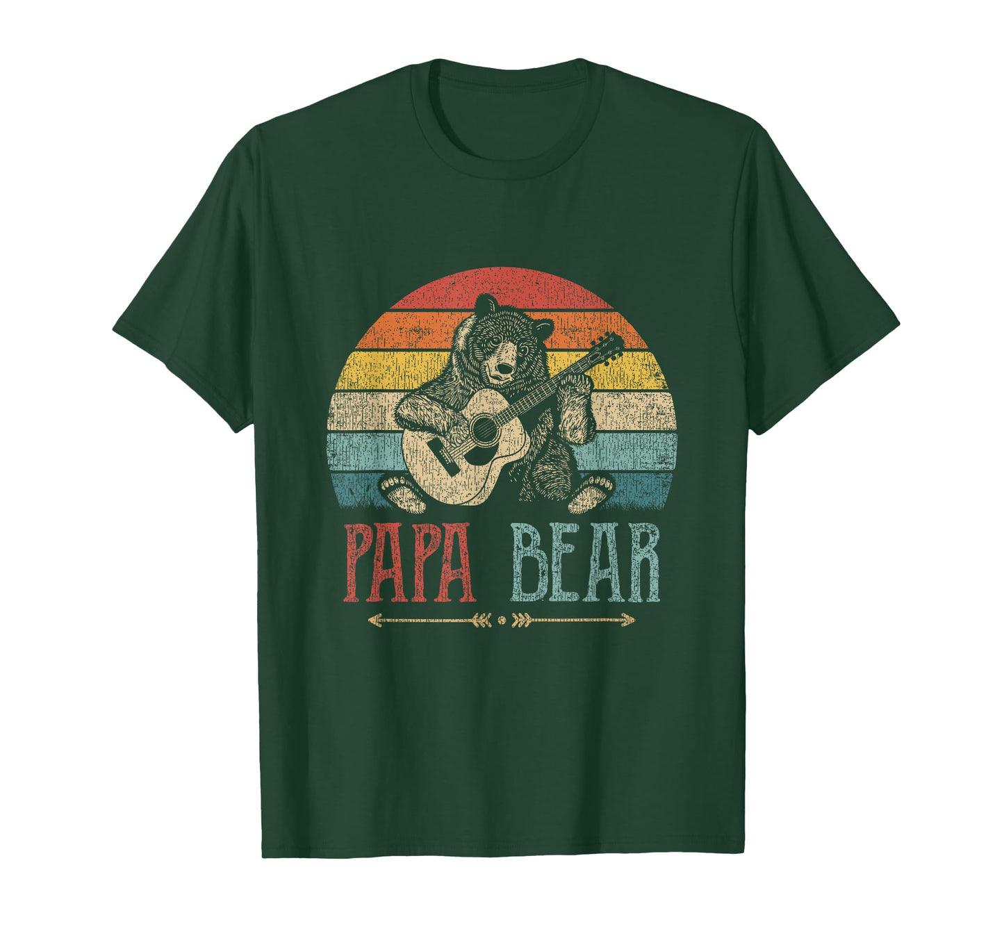 Cute Papa Bear Vintage Father's Day Retro Dad Guitar T-Shirt