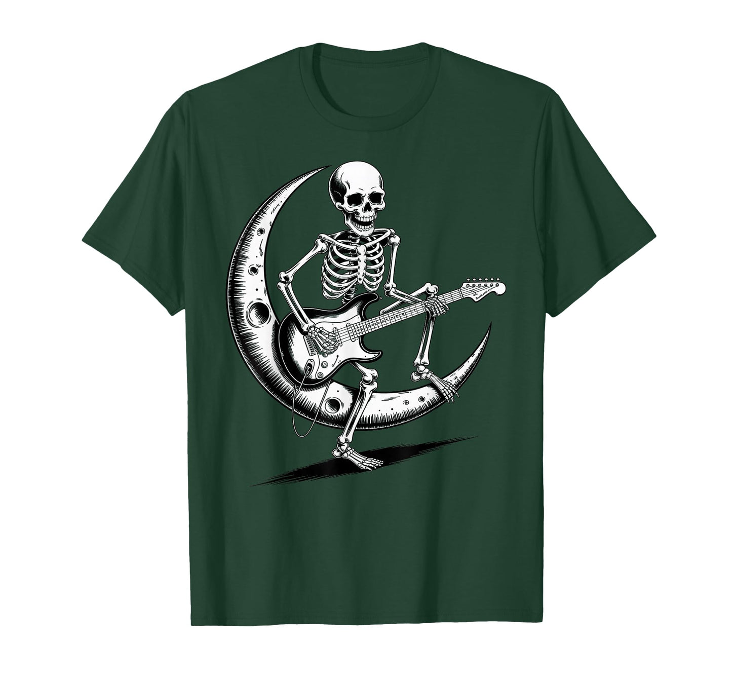 Rock On Skeleton Moon Rock and Roll Halloween T-Shirt