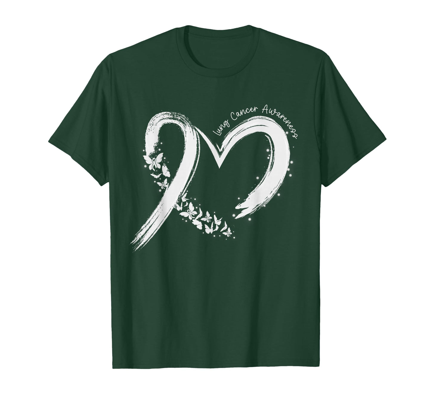 Support Lung Cancer Awareness Heart White Ribbon Women Girls T-Shirt