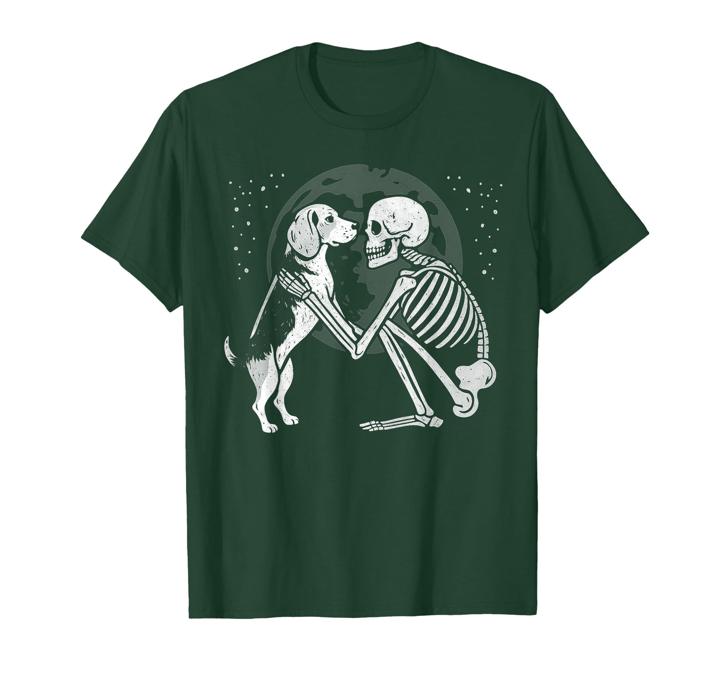Beagle Skeleton Moon Halloween Dog Lover T-Shirt