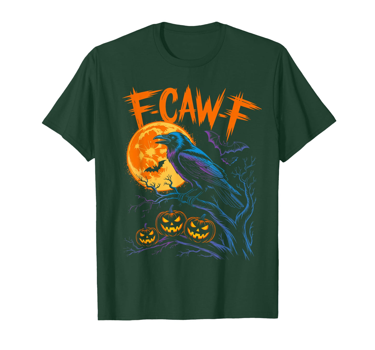 F-Caw-F Black Crow Pun Funny Bird Cawing Grunge Halloween T-Shirt